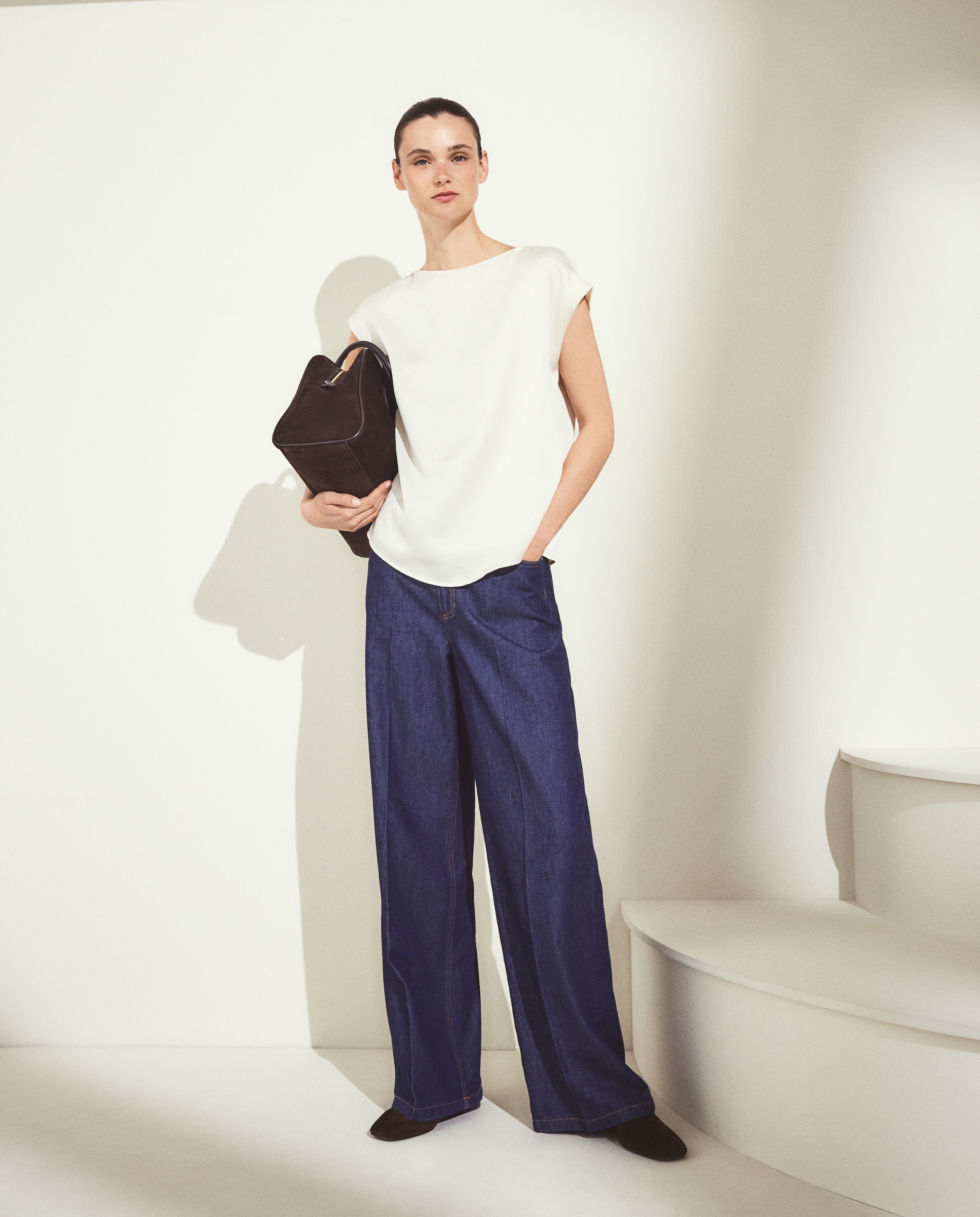 Top liso de manga corta de mujer - Woman El Corte Inglés - 130 Marfil 130 Marfil-2