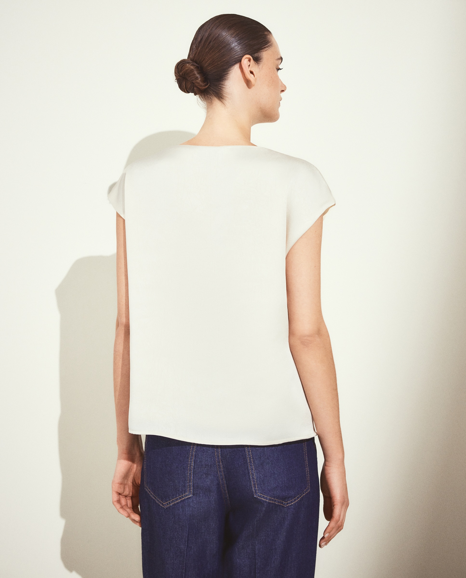 Top liso de manga corta de mujer - Woman El Corte Inglés - 130 Marfil 130 Marfil-3