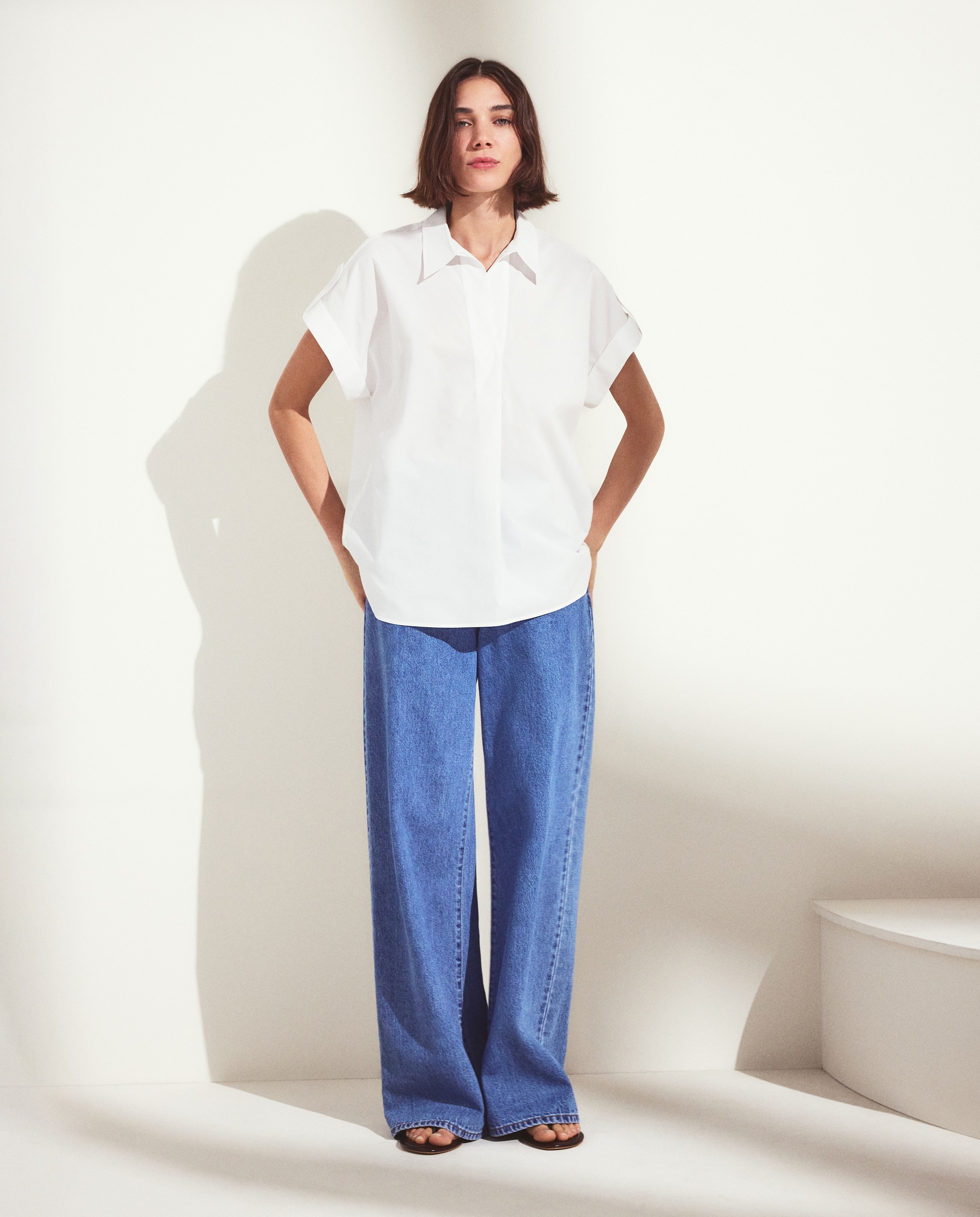 Blusa popelín de mujer cuello desmontable - Woman El Corte Inglés - Blanco Blanco-2