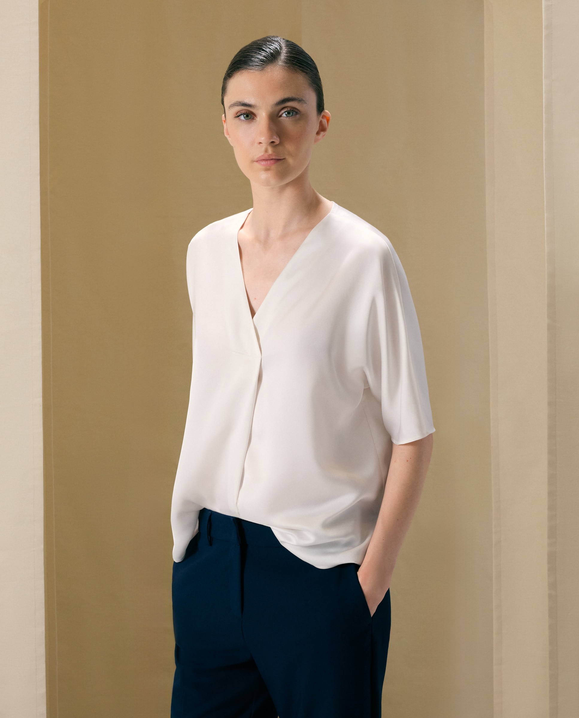 Top liso de manga corta de mujer - Woman El Corte Inglés - 120 Crudo 120 Crudo-1