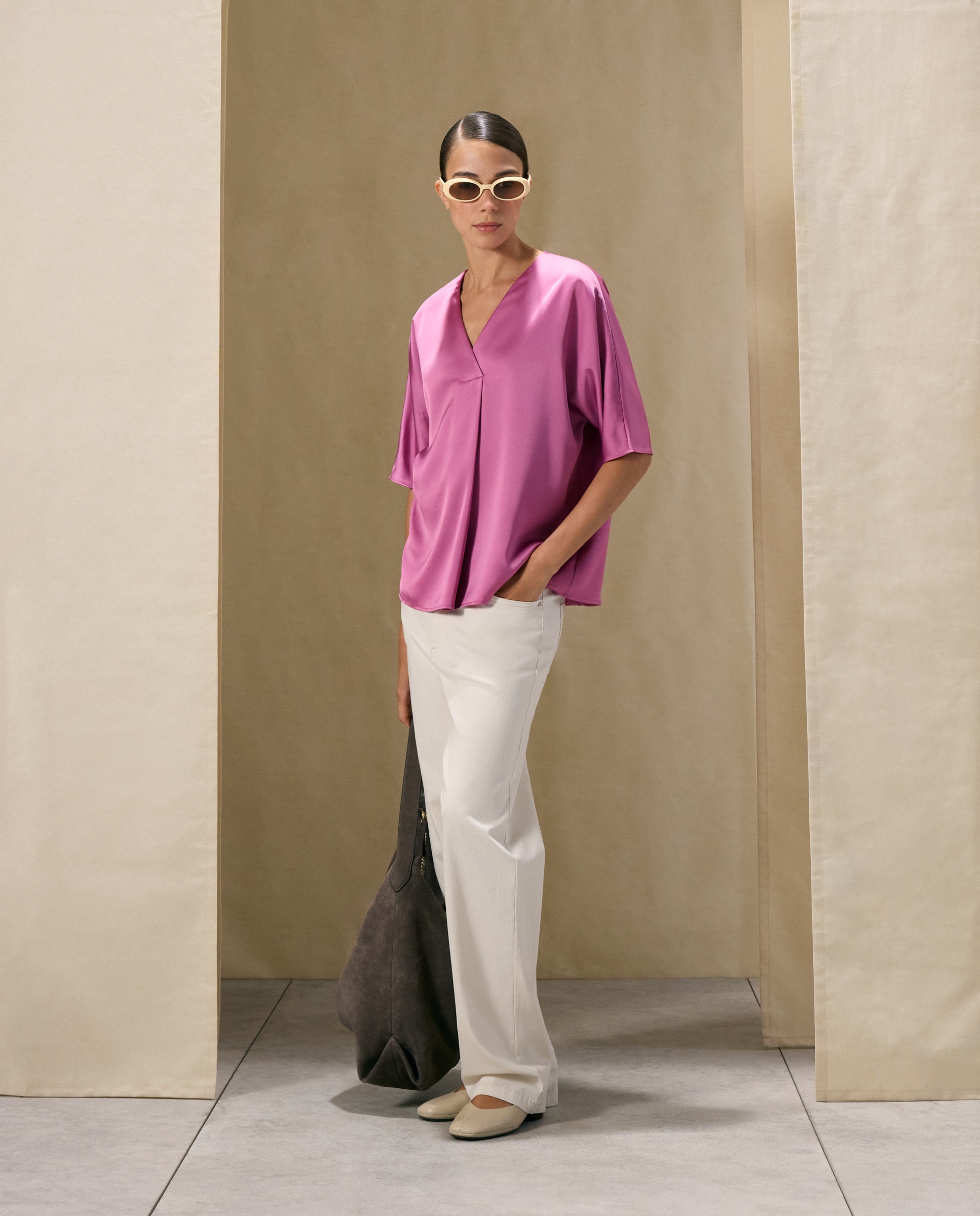 Top liso de manga corta de mujer - Woman El Corte Inglés - 200 Rosa 200 Rosa-2