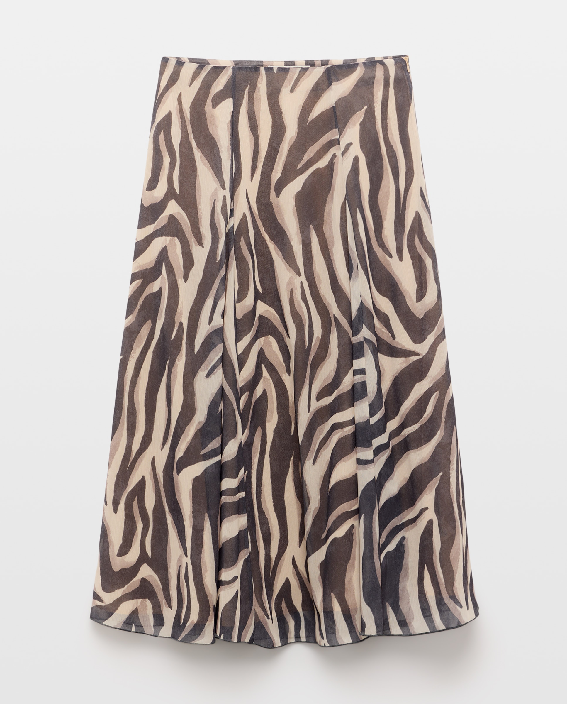 Falda print con quillas de georgette - Woman El Corte Inglés - Negro Negro-4