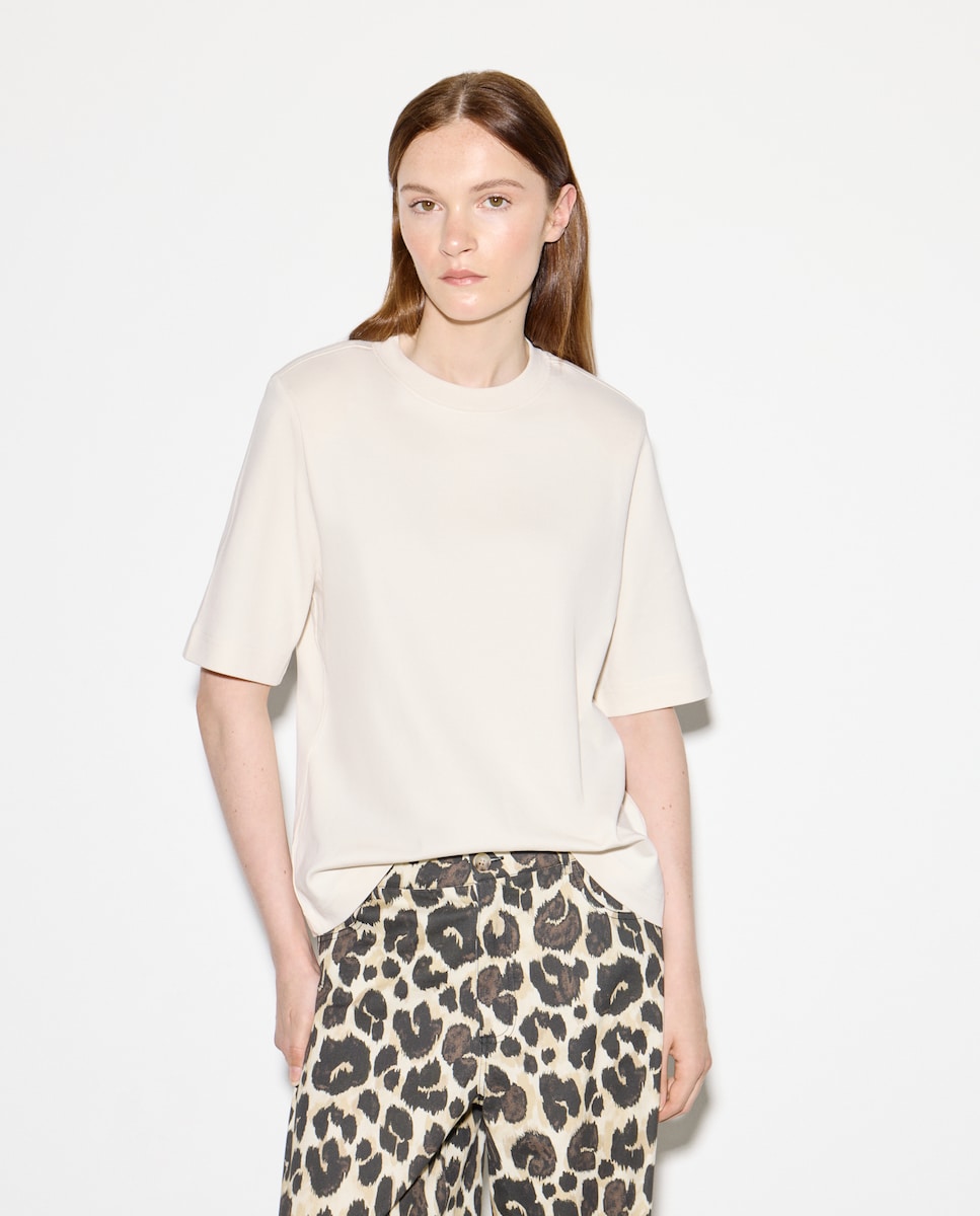 T-shirt de Manga Curta com Ombreiras 120 Cru-2