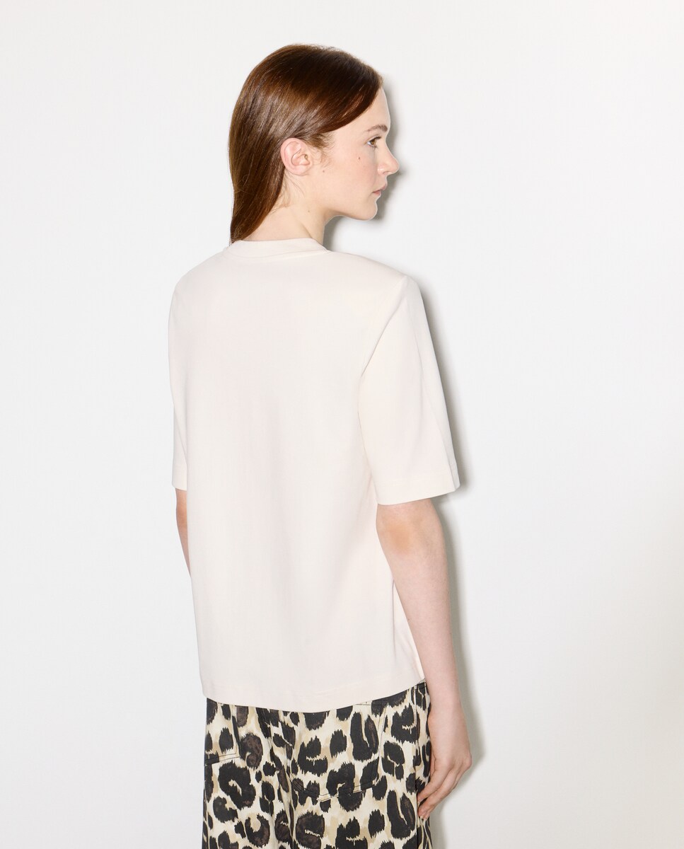 T-shirt de Manga Curta com Ombreiras 120 Cru-3