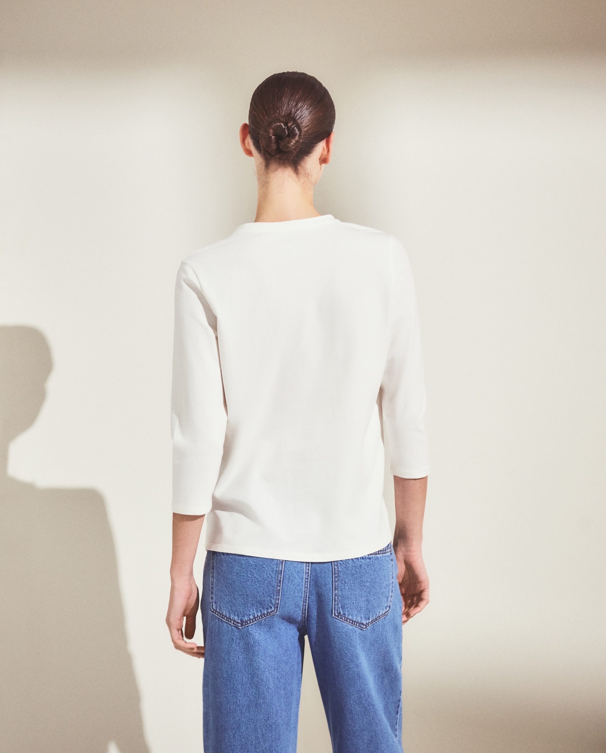 Camiseta de mujer cuello panadero - Woman El Corte Inglés - 120 Crudo 120 Crudo-3
