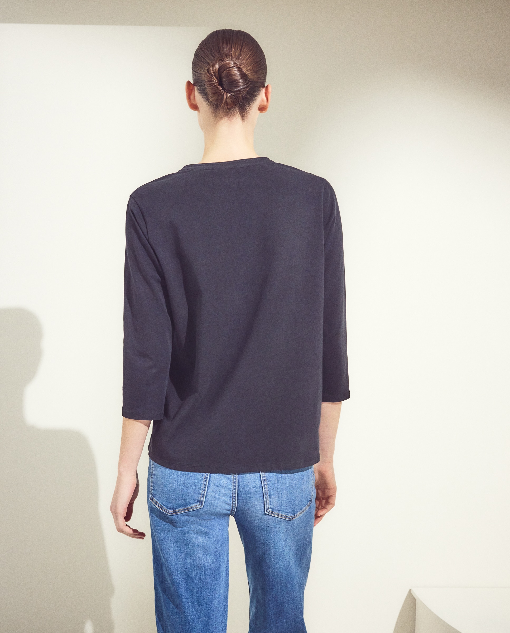 Camiseta de mujer cuello panadero - Woman El Corte Inglés - Negro Negro-3