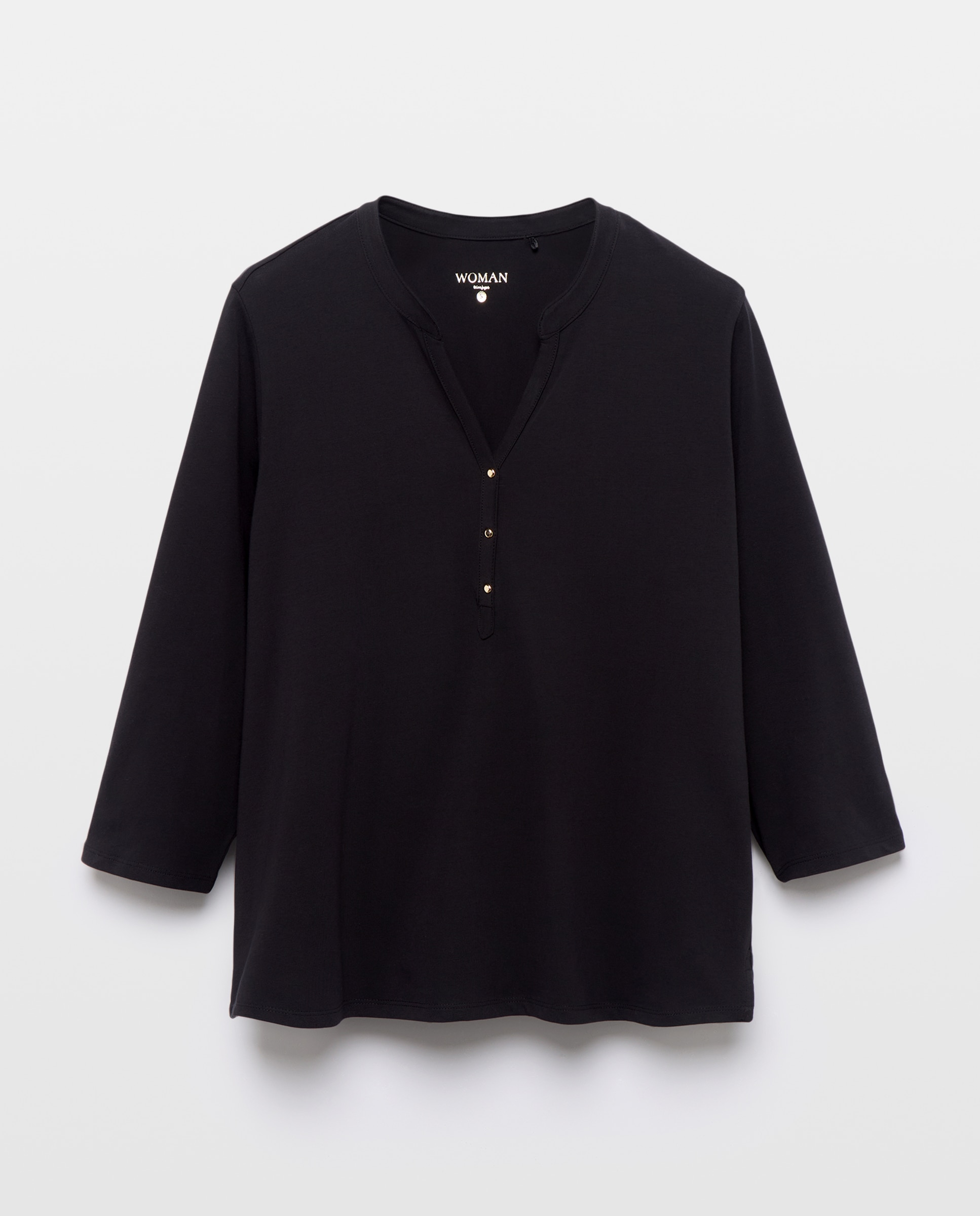 Camiseta de mujer cuello panadero - Woman El Corte Inglés - Negro Negro-4