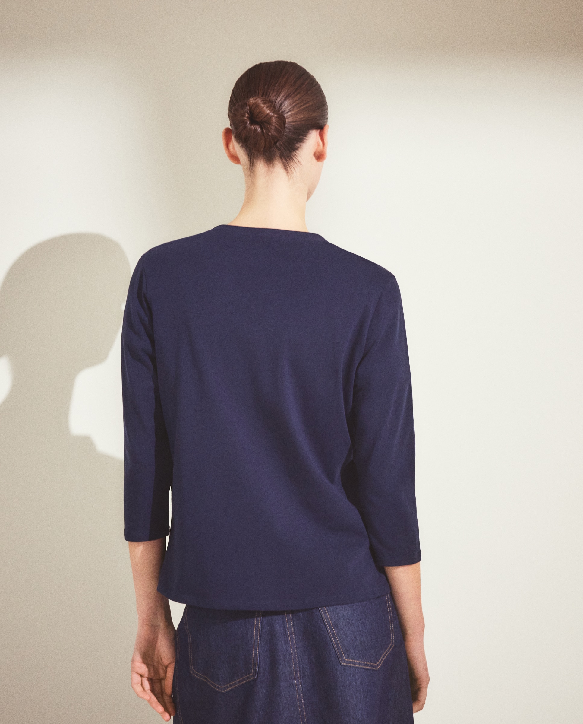 Camiseta de mujer cuello panadero - Woman El Corte Inglés - 290 Burdeos Azul marino-3