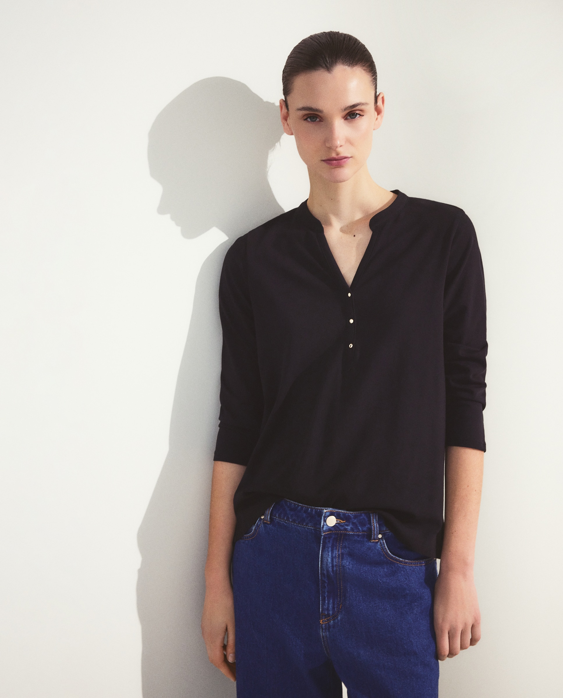 Camiseta de mujer cuello panadero - Woman El Corte Inglés - 700 Marrón 700 Marrón-1