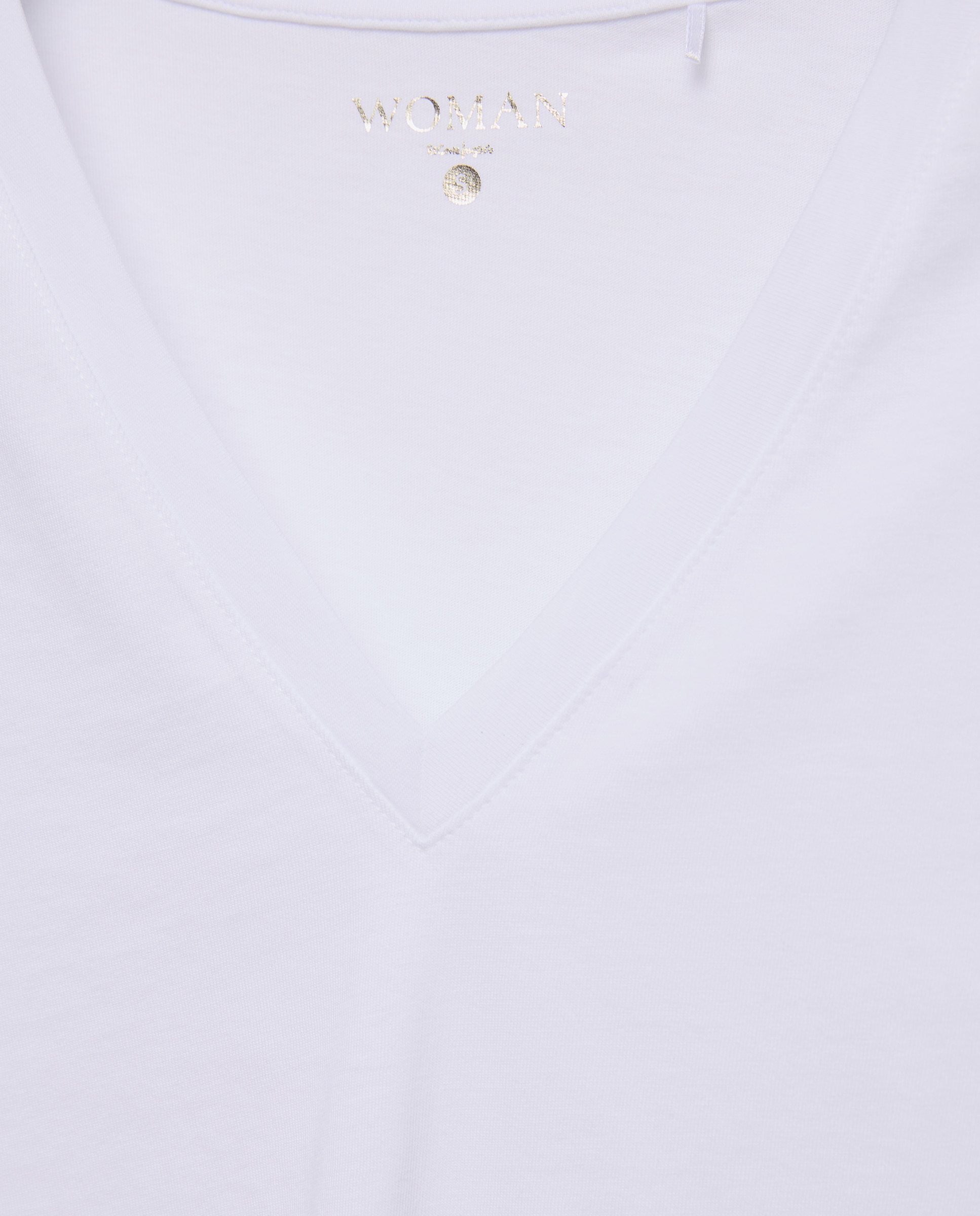 Camiseta de mujer de manga corta y cuello pico - Woman El Corte Inglés - Blanco Blanco-5