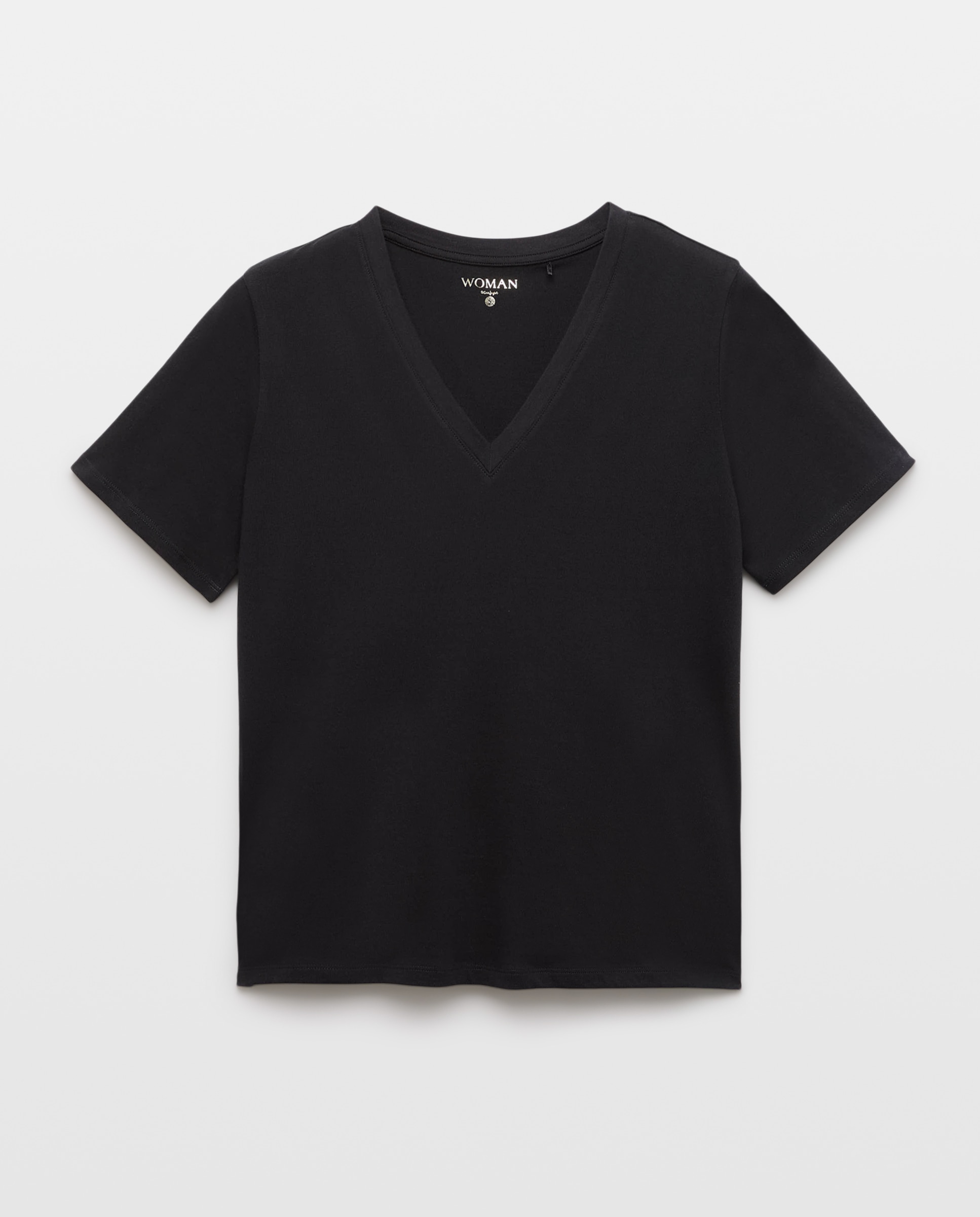 T-shirt com manga curta e decote em bico Preto-4