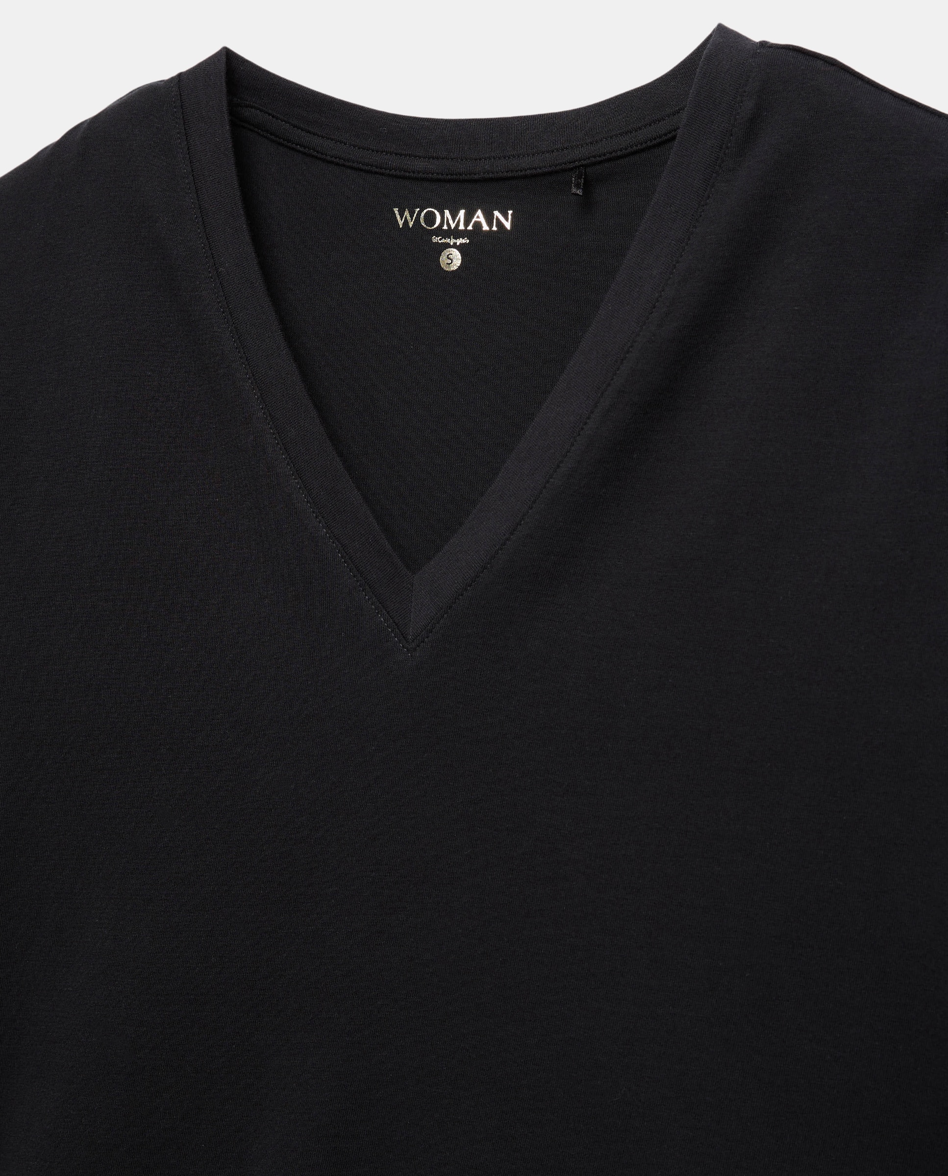 T-shirt com manga curta e decote em bico Preto-5