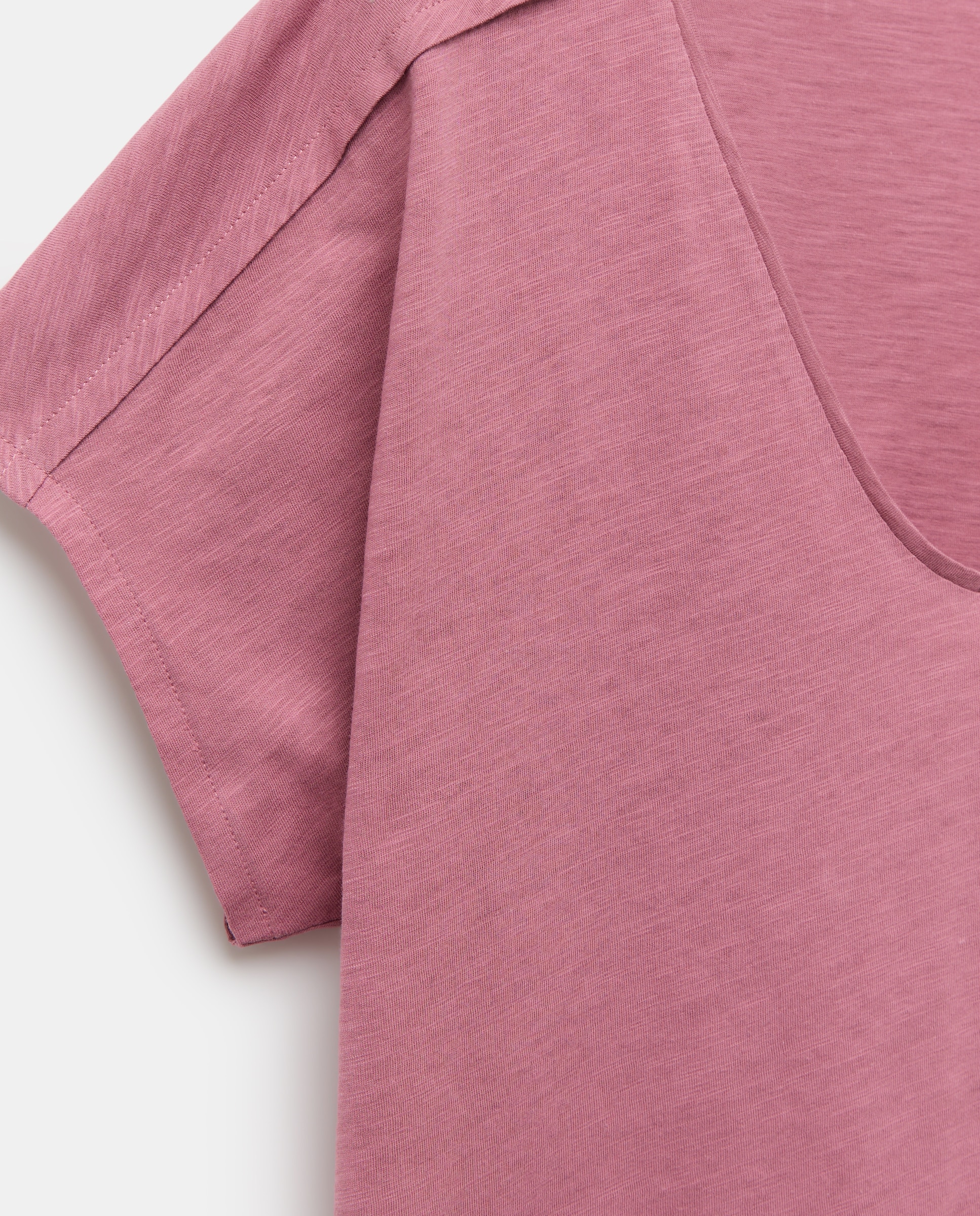 T-shirt de Manga Curta com Decote em Bico e Detalhe no Ombro 200 Rosa-5