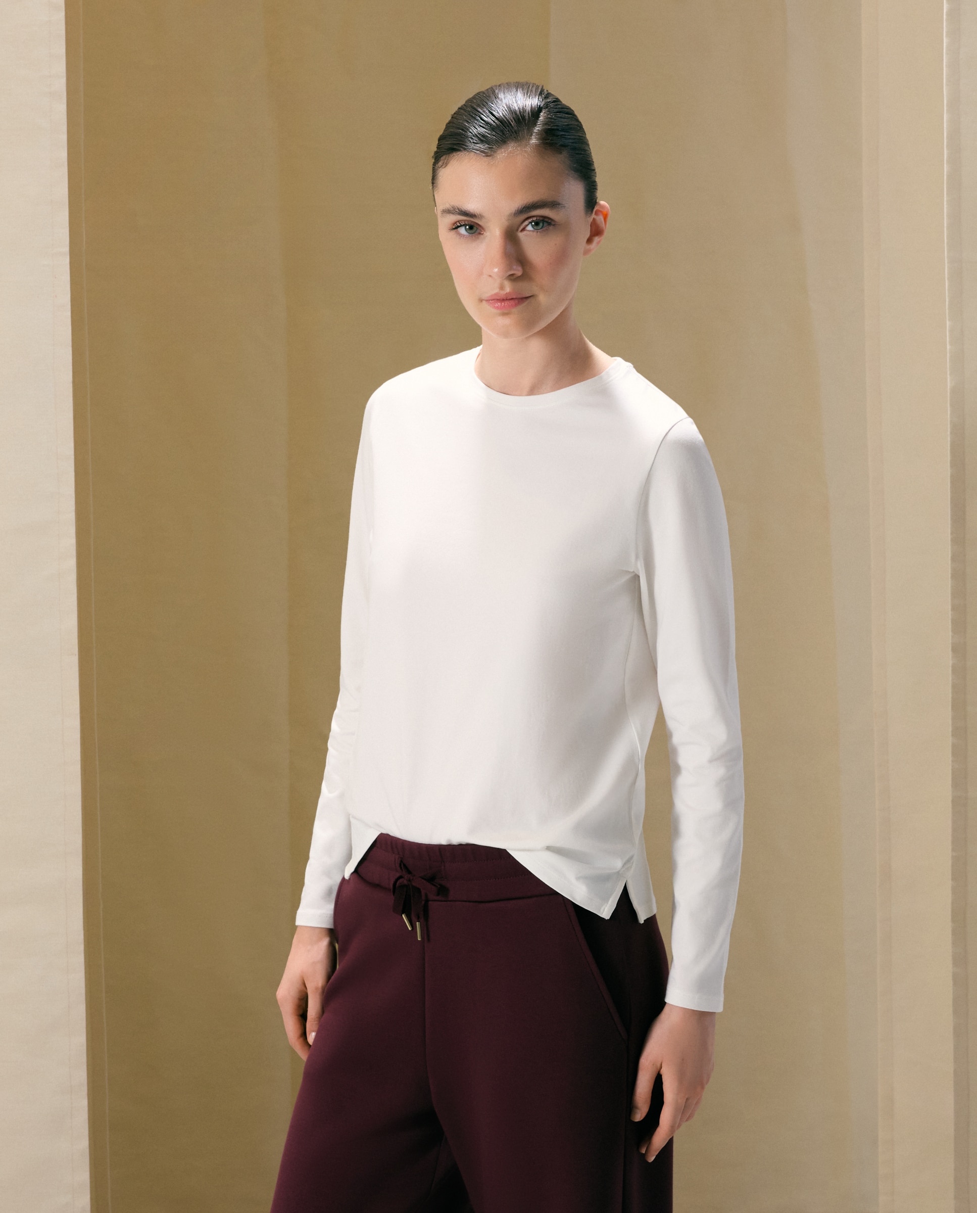 Camiseta de mujer con manga larga y cuello caja - Woman El Corte Inglés - 120 Crudo 120 Crudo-1