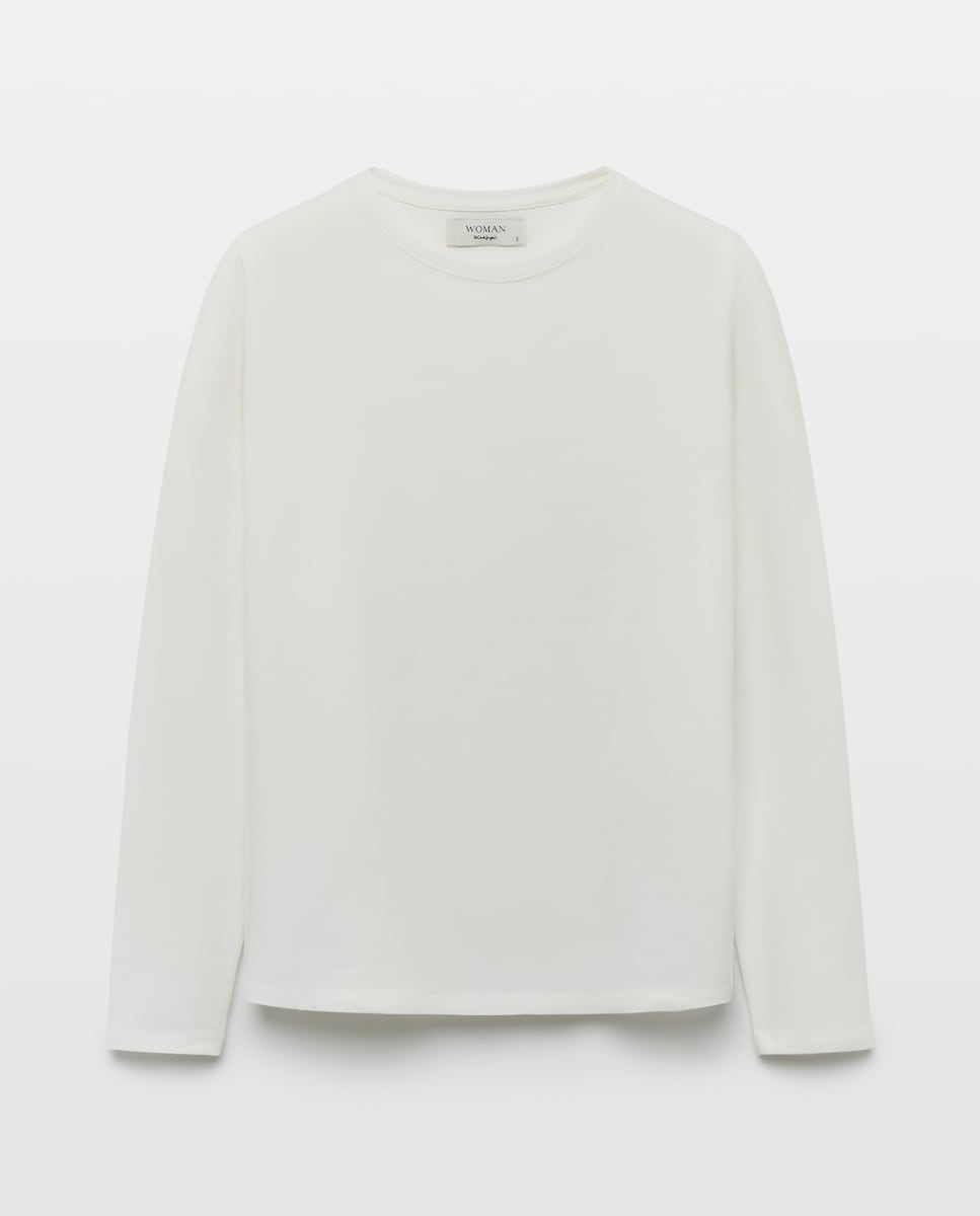 Imagen 0 de Camiseta de mujer con manga larga y cuello caja Marrón