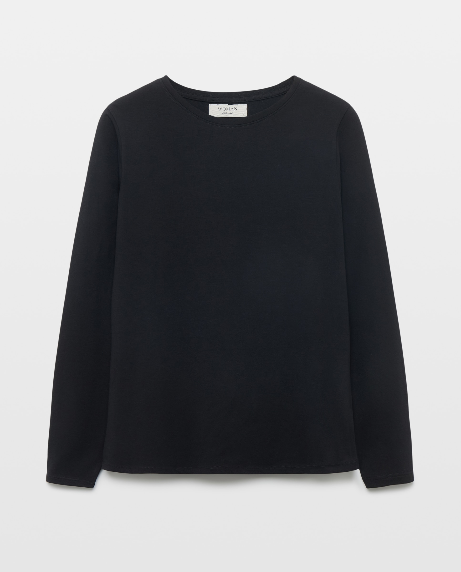 Camiseta de mujer con manga larga y cuello caja - Woman El Corte Inglés - Negro Negro-4