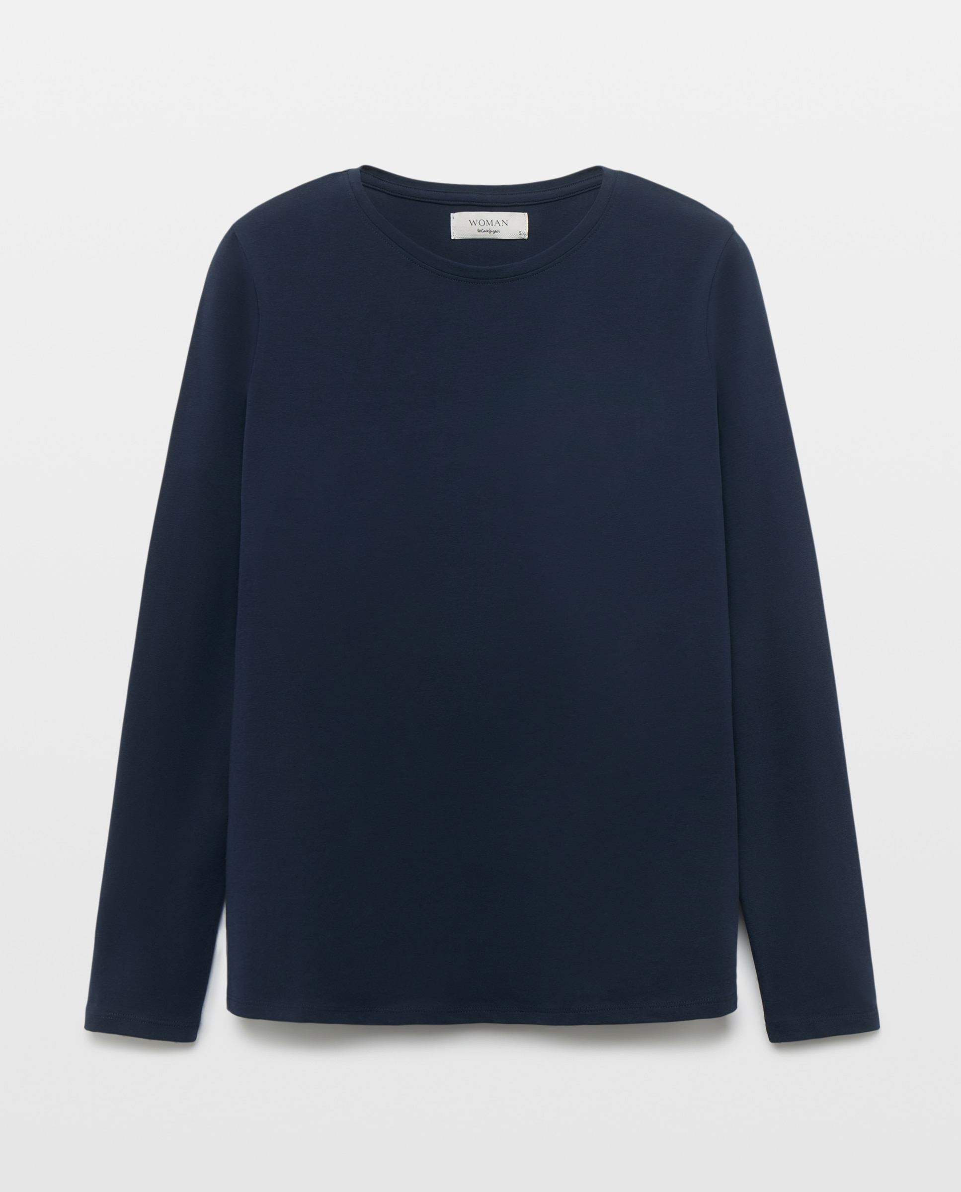 Camiseta de mujer con manga larga y cuello caja - Woman El Corte Inglés - Azul marino Azul marino-4