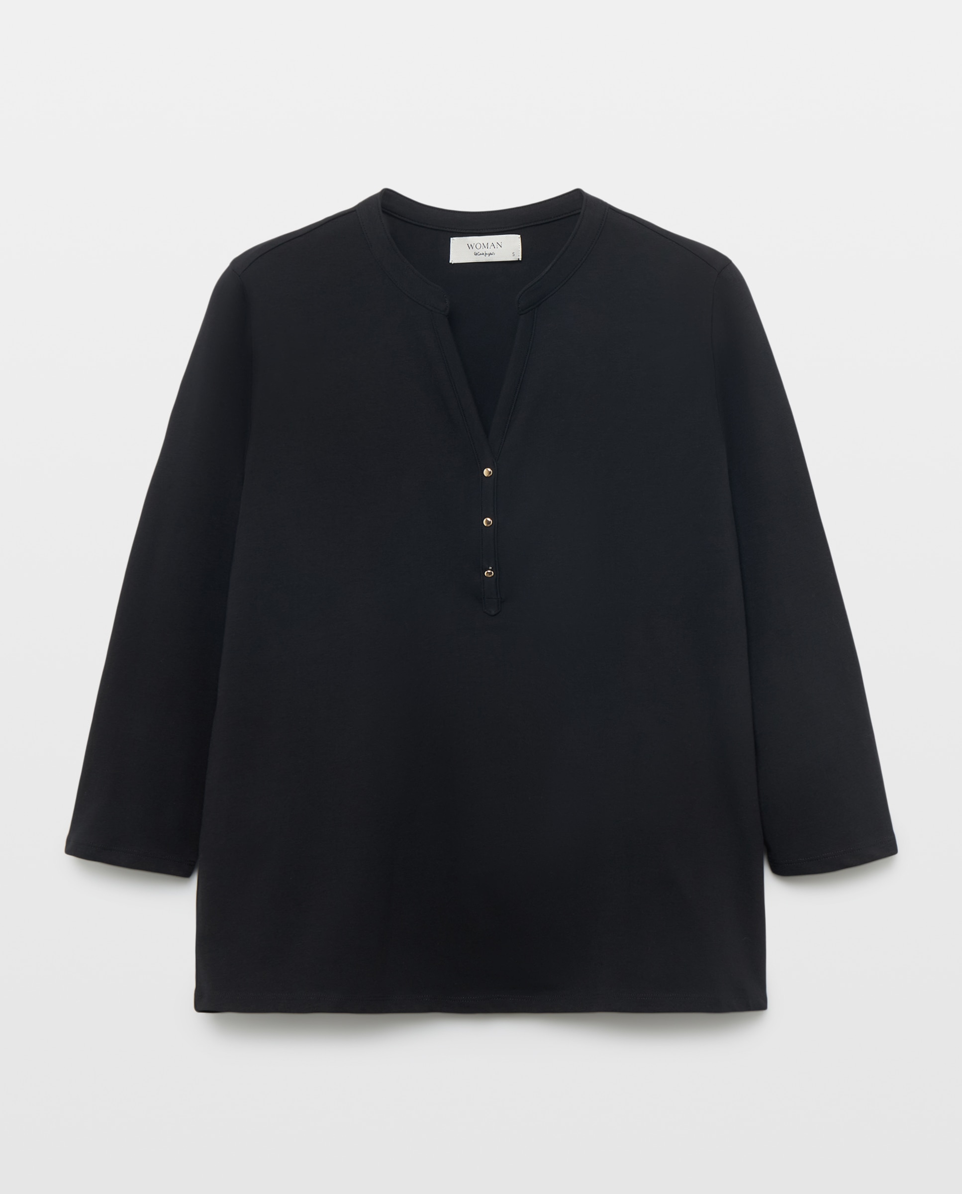 Imagen 5 de Camiseta de mujer con manga larga y cuello panadero - Woman El Corte Inglés - Negro Negro