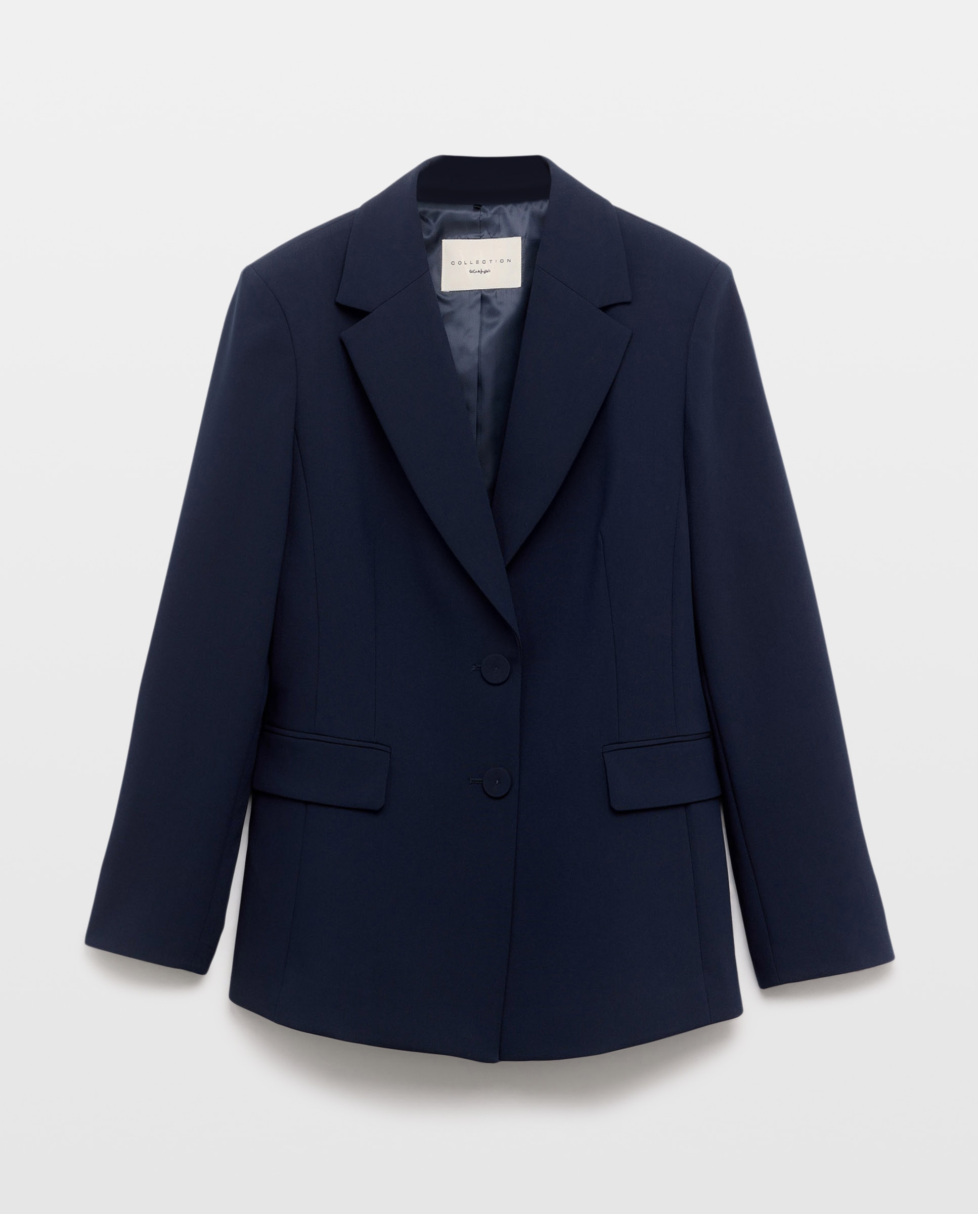 Blazer Liso de Poliéster Azul-marinho-4