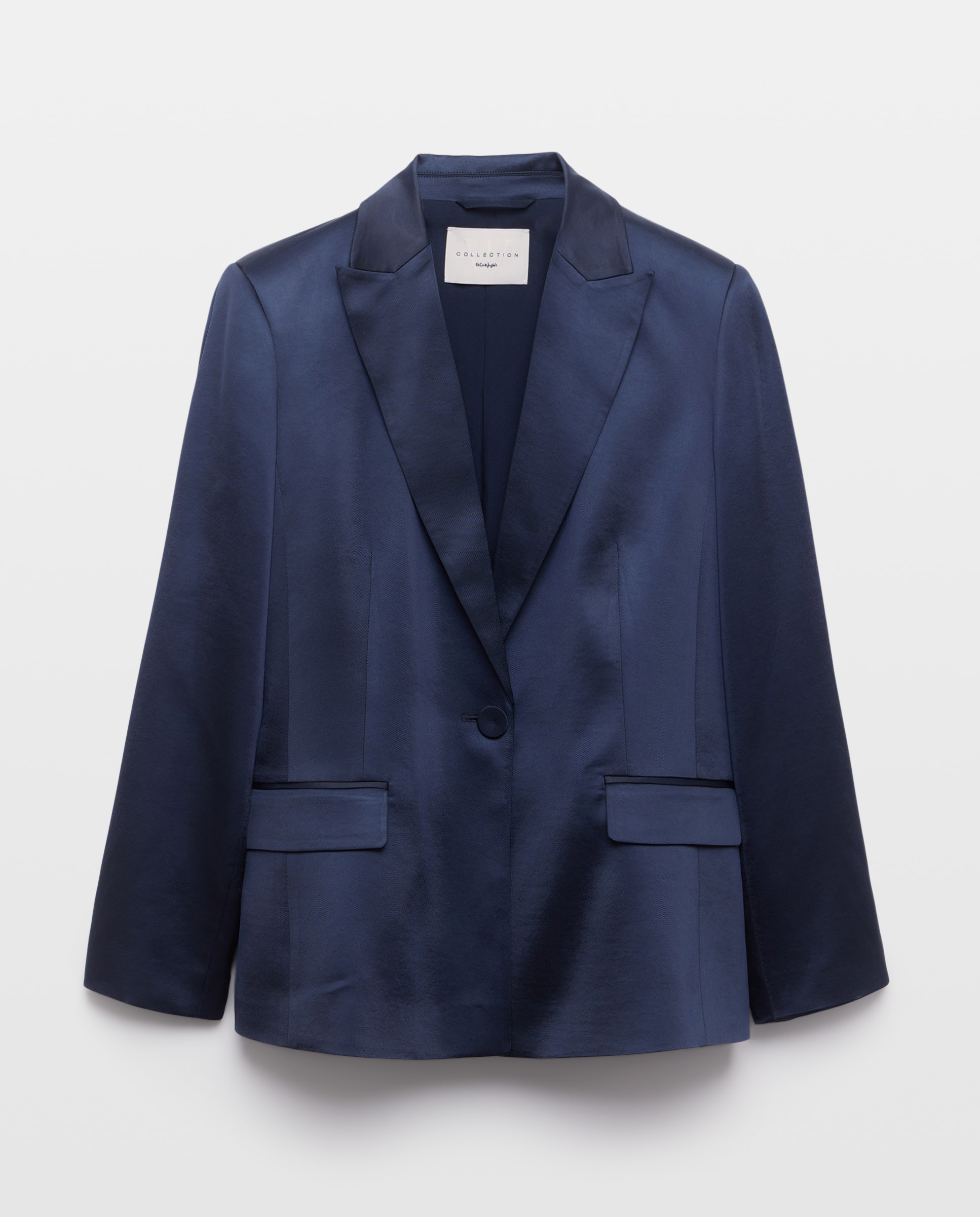 Blazer de mujer lisa satinada - Woman El Corte Inglés - 120 Crudo Azul marino-4
