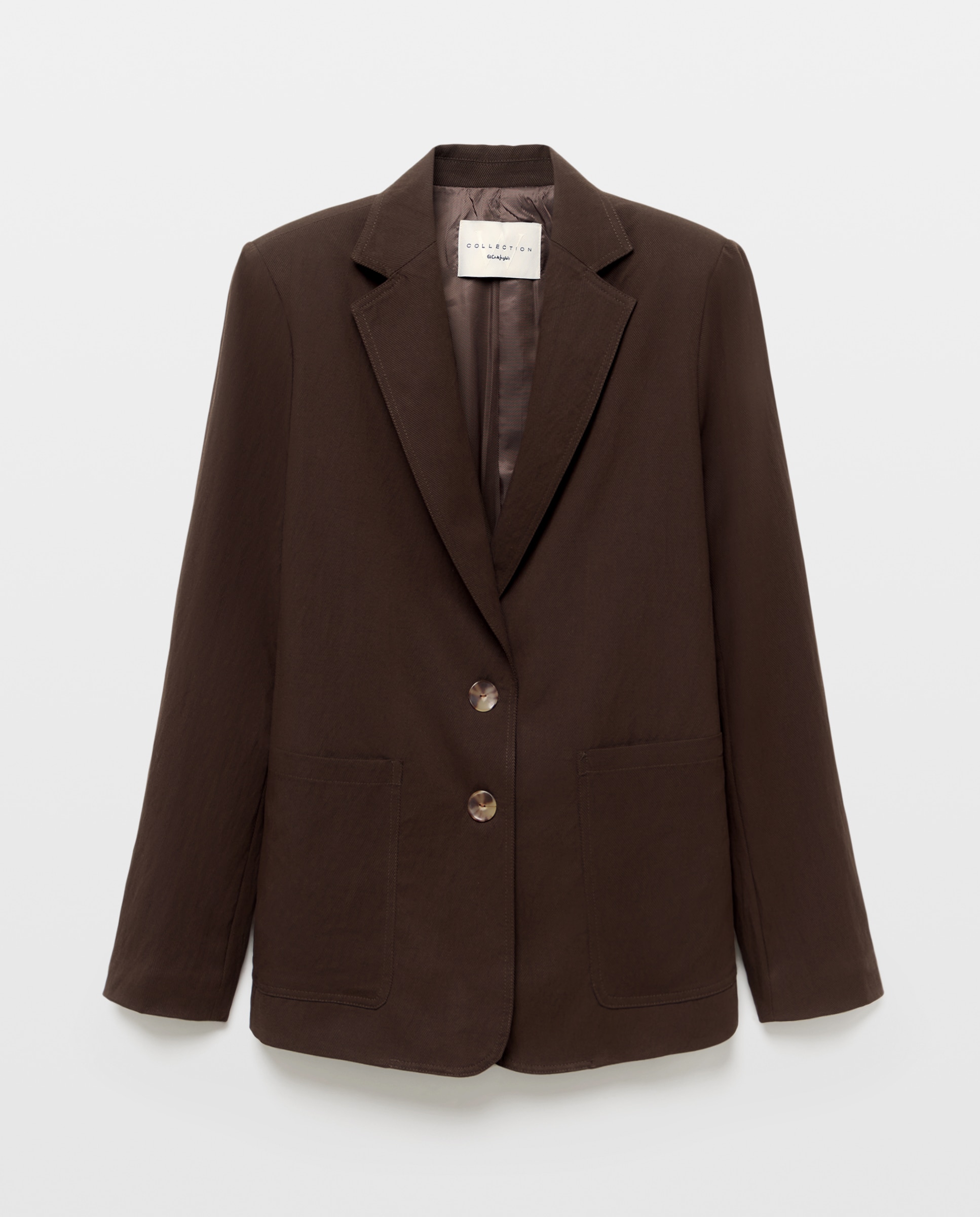 Blazer de mujer lisa de crinkle - Woman El Corte Inglés - Chocolate Chocolate-5
