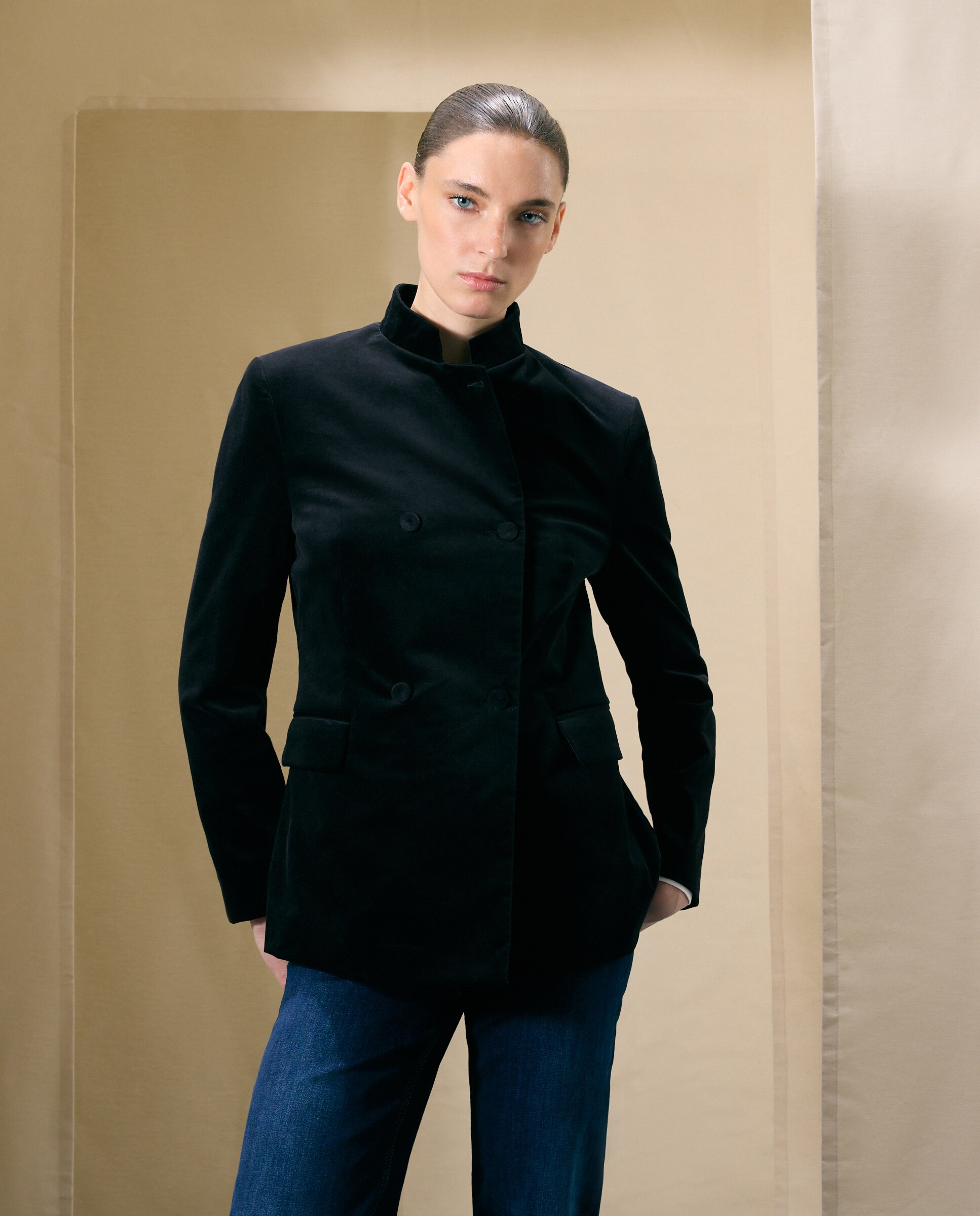Blazer mujer lisa velvet - Woman El Corte Inglés - Negro Negro-1