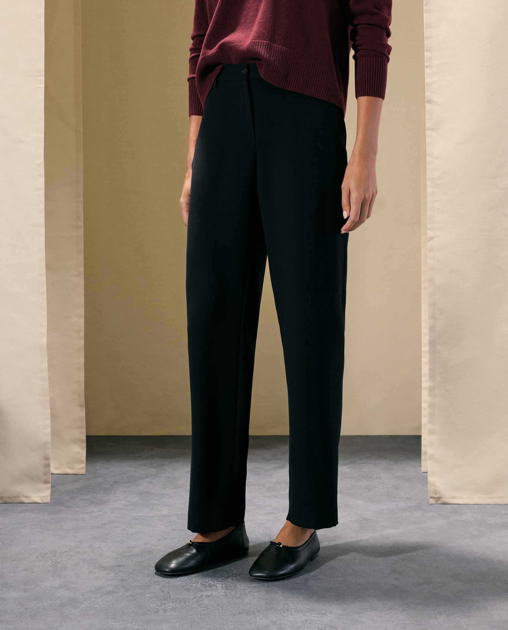 Pantalón recto cintura elástica - Woman El Corte Inglés - Negro Negro-2