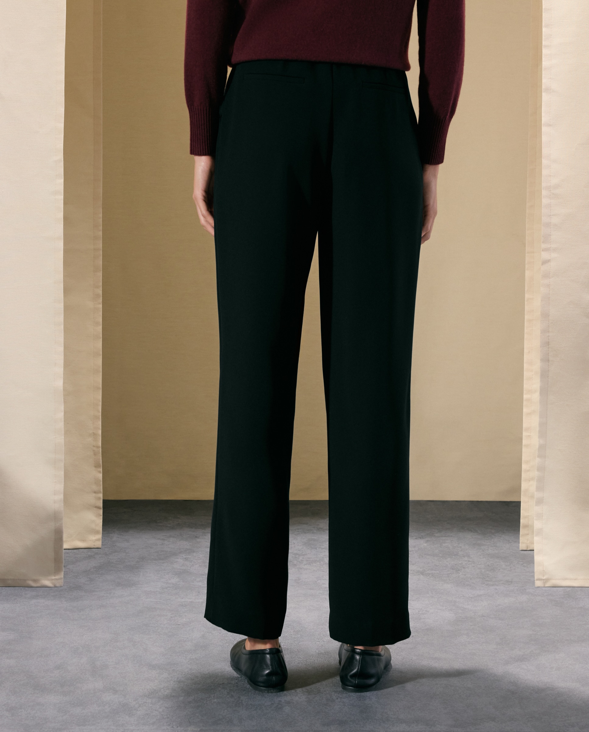 Pantalón recto cintura elástica - Woman El Corte Inglés - Negro Negro-3