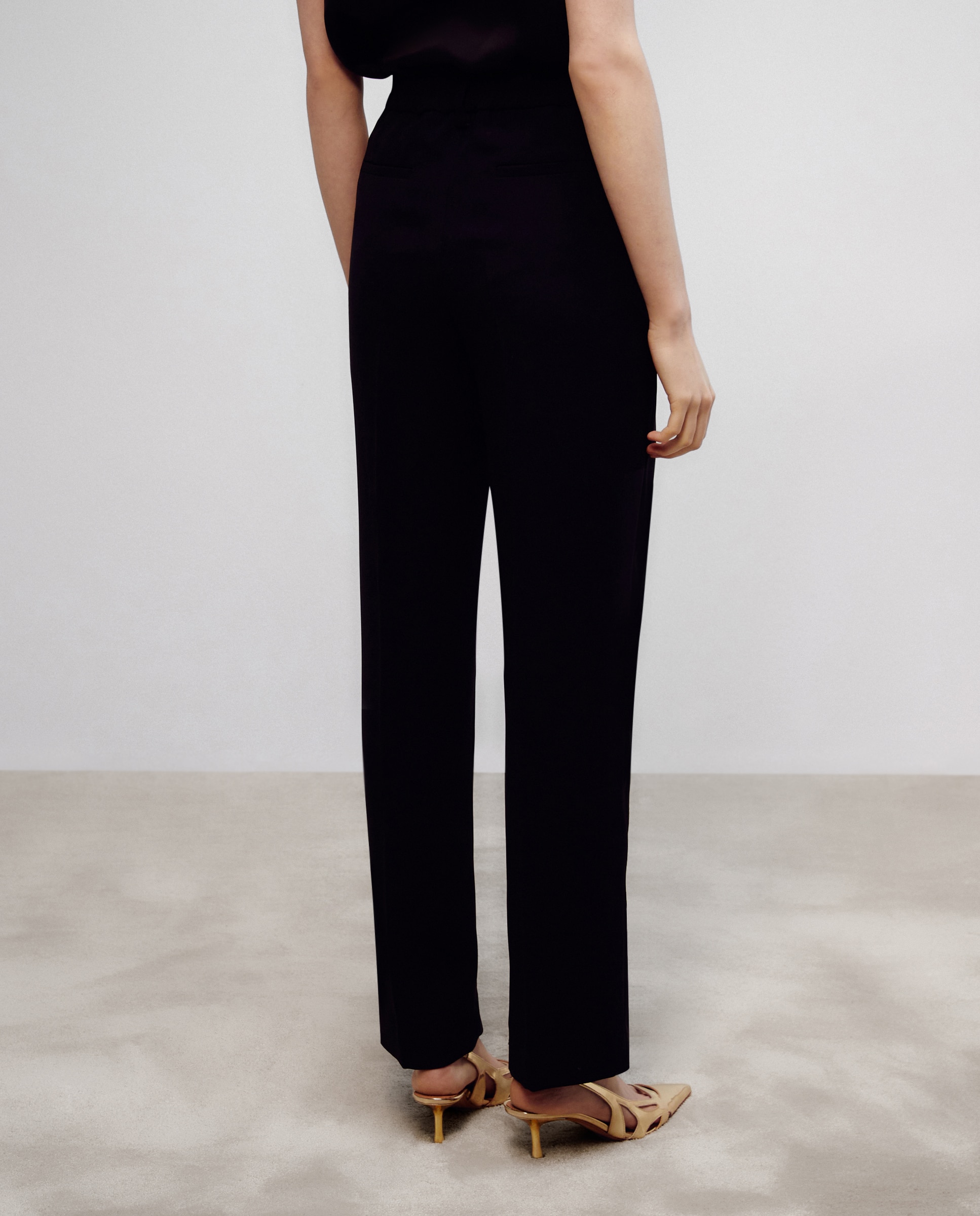 Pantalón recto cintura elástica - Woman El Corte Inglés - Negro Negro-6