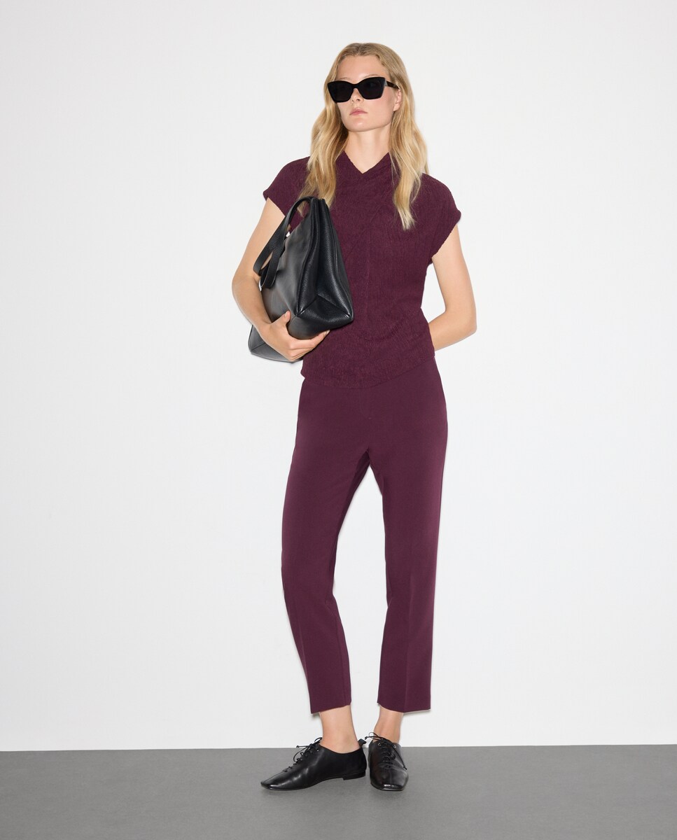 Calças Formais Lisas Bordeaux-1