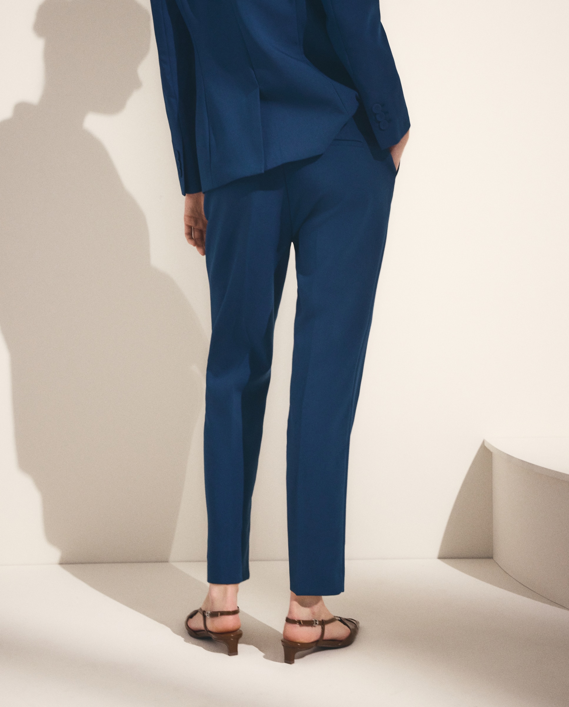 Pantalón liso de poliéster de mujer - Woman El Corte Inglés - 120 Crudo Azul oscuro-3