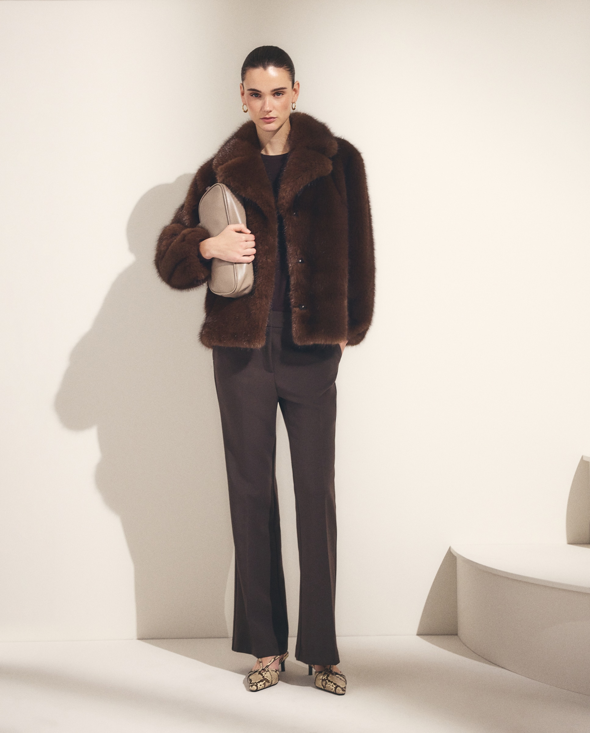 Pantalón liso de poliéster de mujer - Woman El Corte Inglés - Marrón Marrón-1
