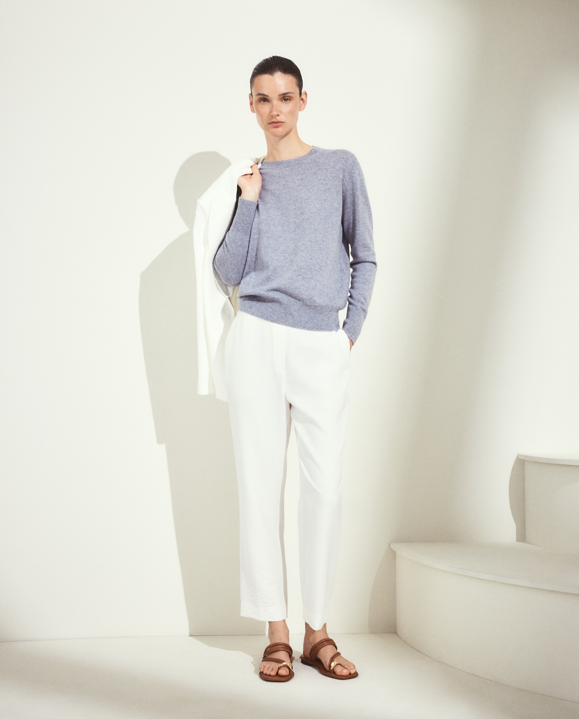 Pantalón de mujer semipitillo crinkle - Woman El Corte Inglés - 120 Crudo 120 Crudo-1