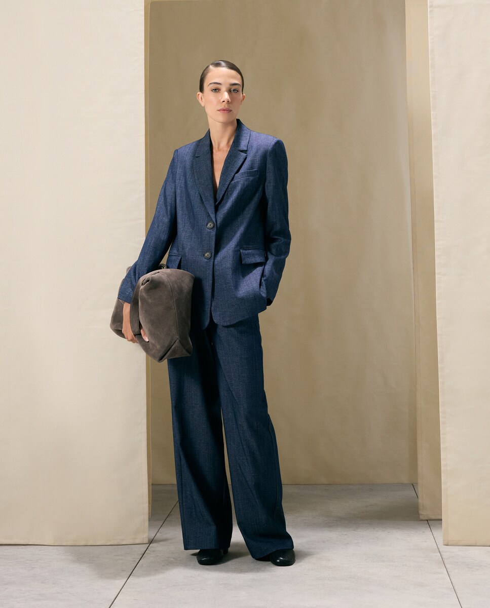 Imagen 0 de Pantalón ancho fantasía de mujer Azul marino