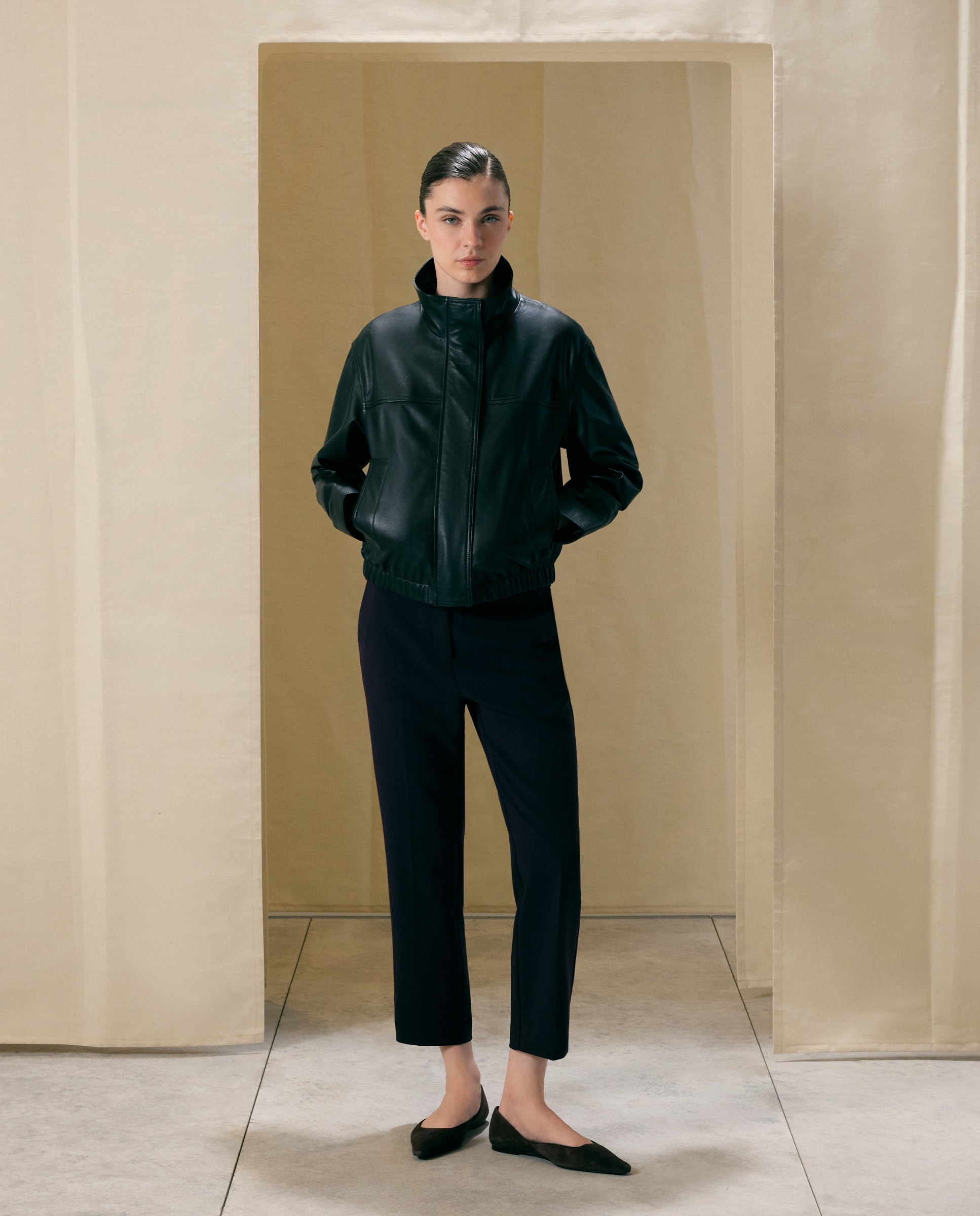 Pantalón semipitillo de mujer doble tela - Woman El Corte Inglés - Morado Morado-1