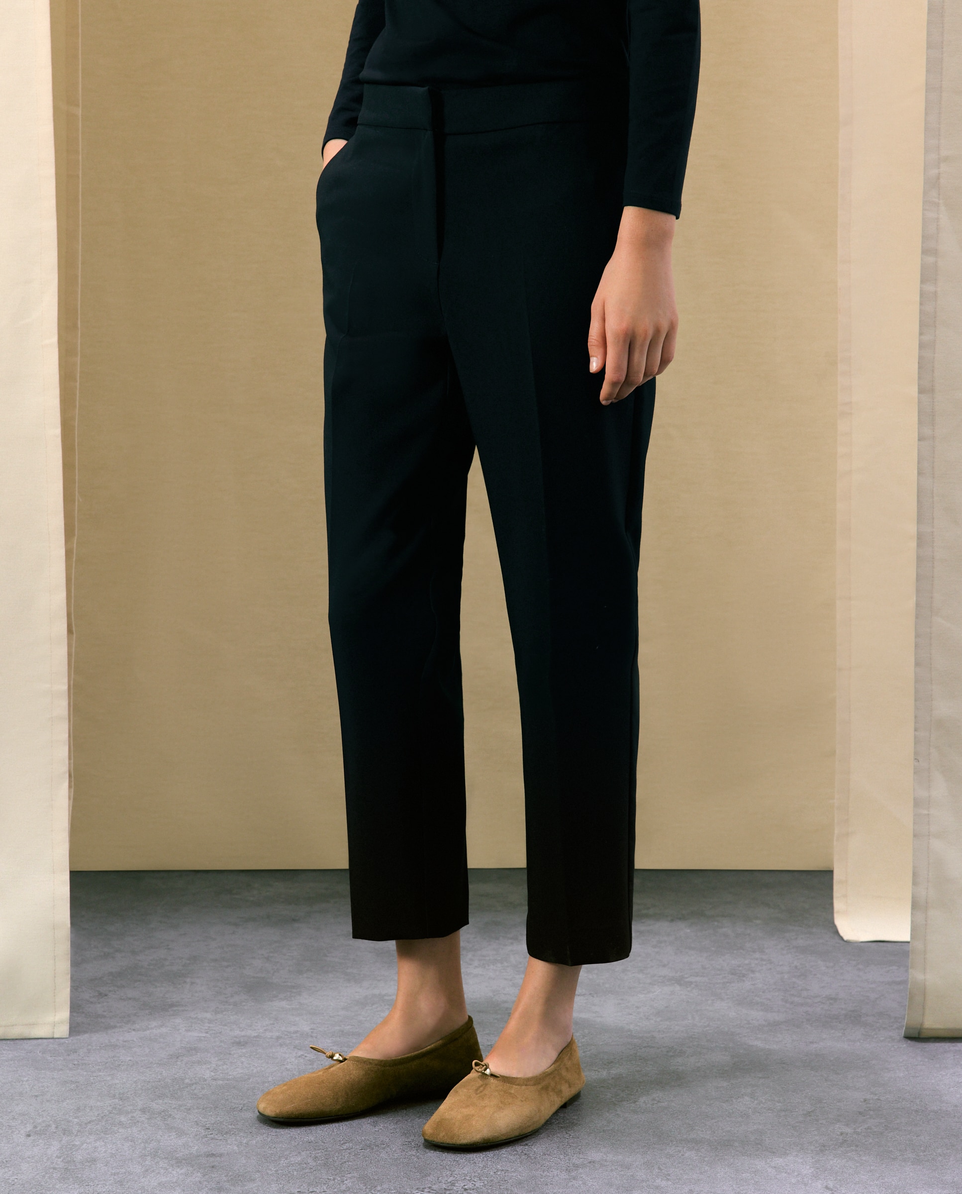 Pantalón semipitillo de mujer doble tela - Woman El Corte Inglés - Negro Negro-2