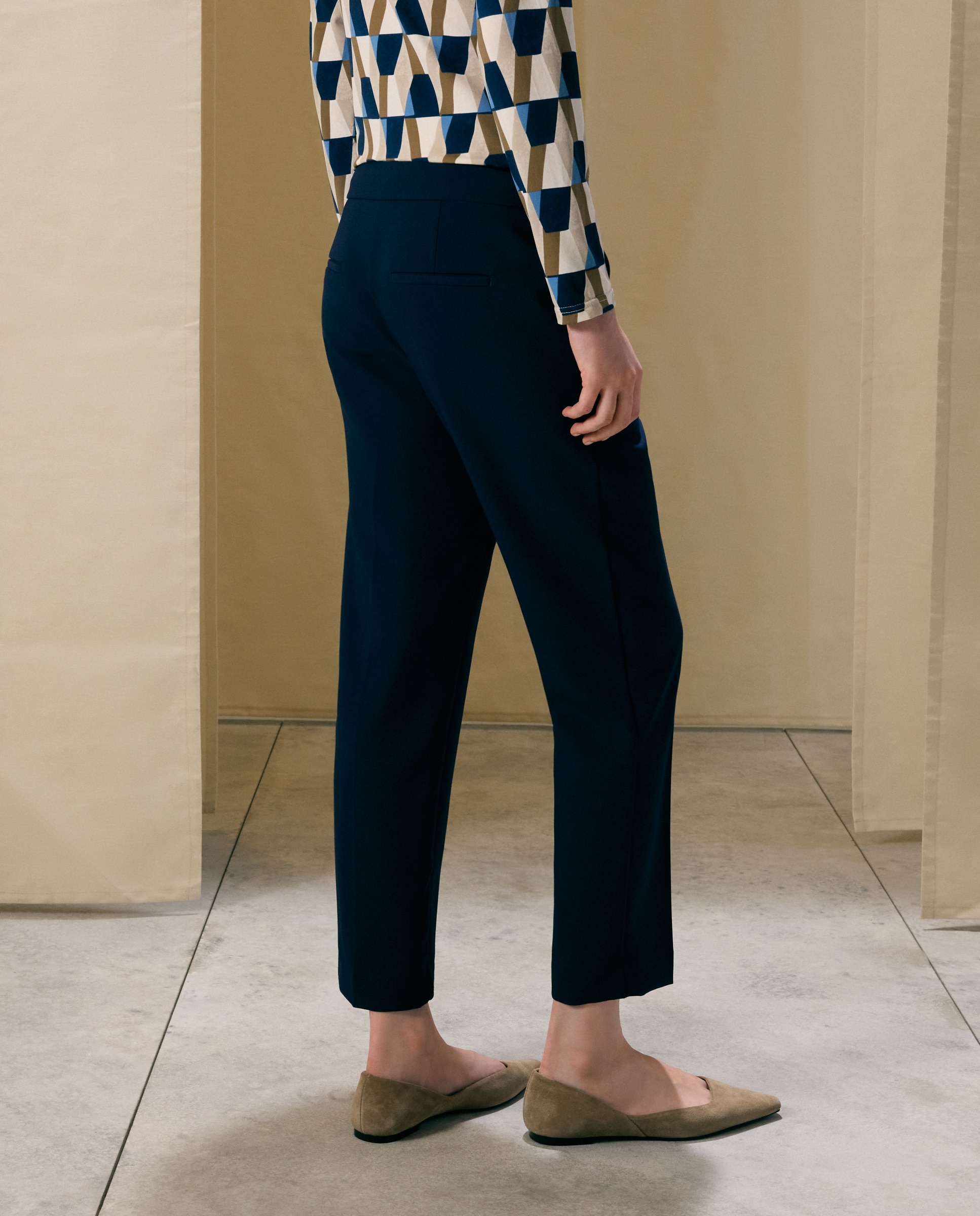 Pantalón semipitillo de mujer doble tela - Woman El Corte Inglés - Azul marino Azul marino-3