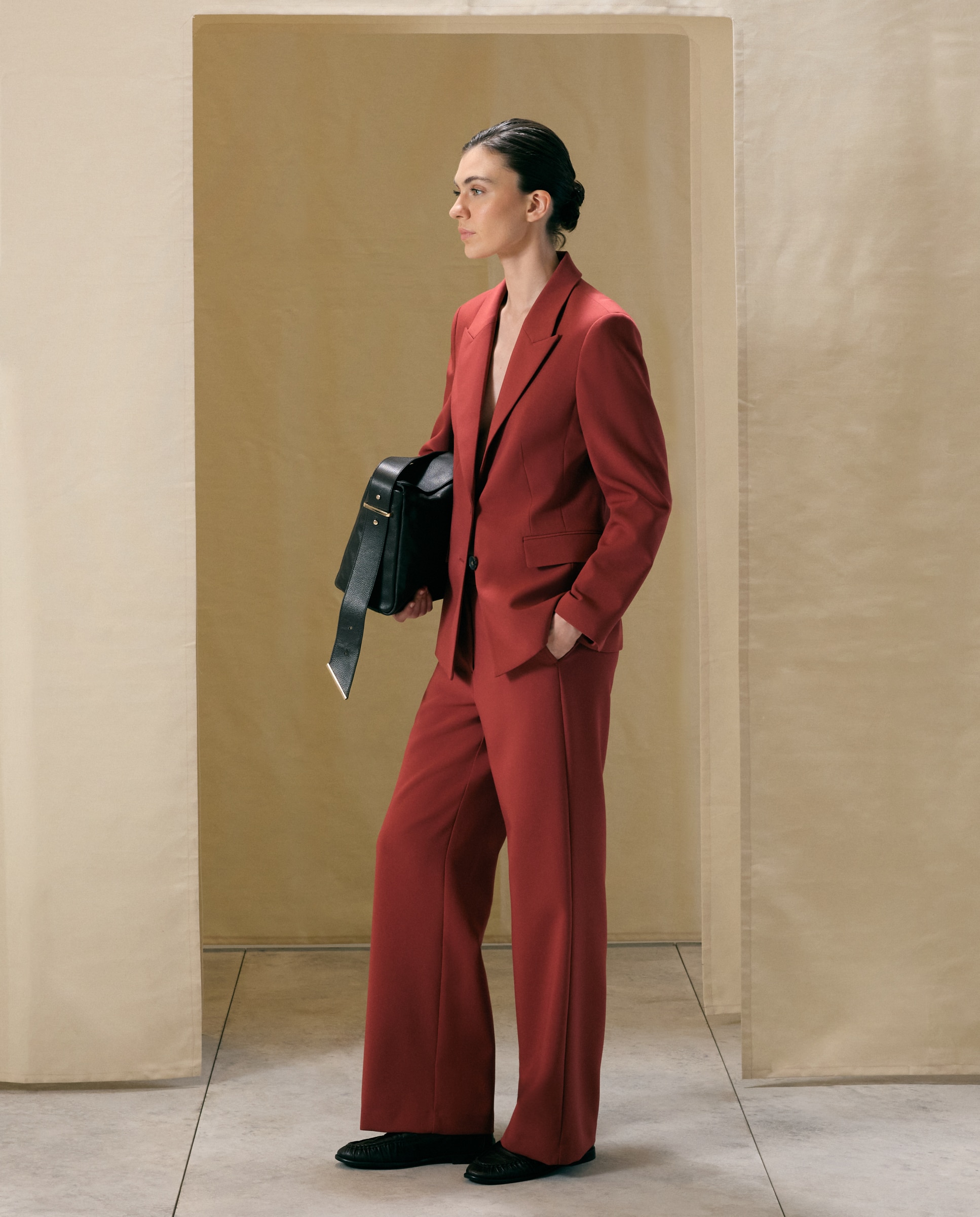 Pantalón ancho de mujer doble tela - Woman El Corte Inglés - 770 Terracota 770 Terracota-1