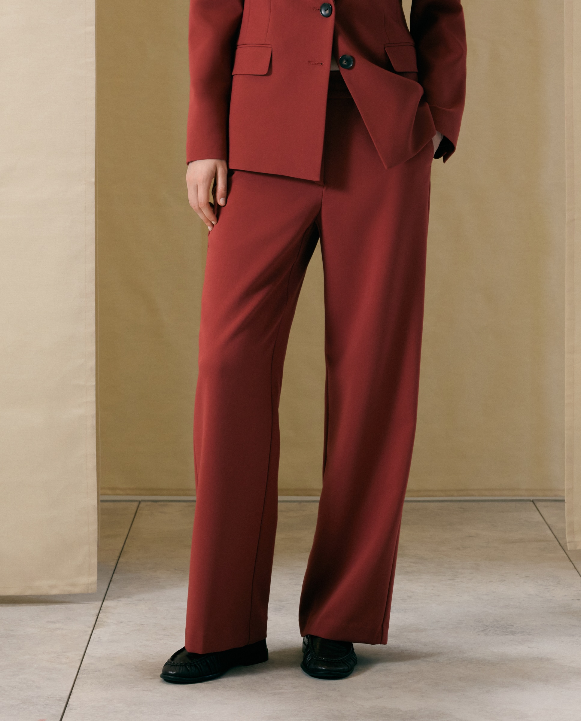 Pantalón ancho de mujer doble tela - Woman El Corte Inglés - 770 Terracota 770 Terracota-2