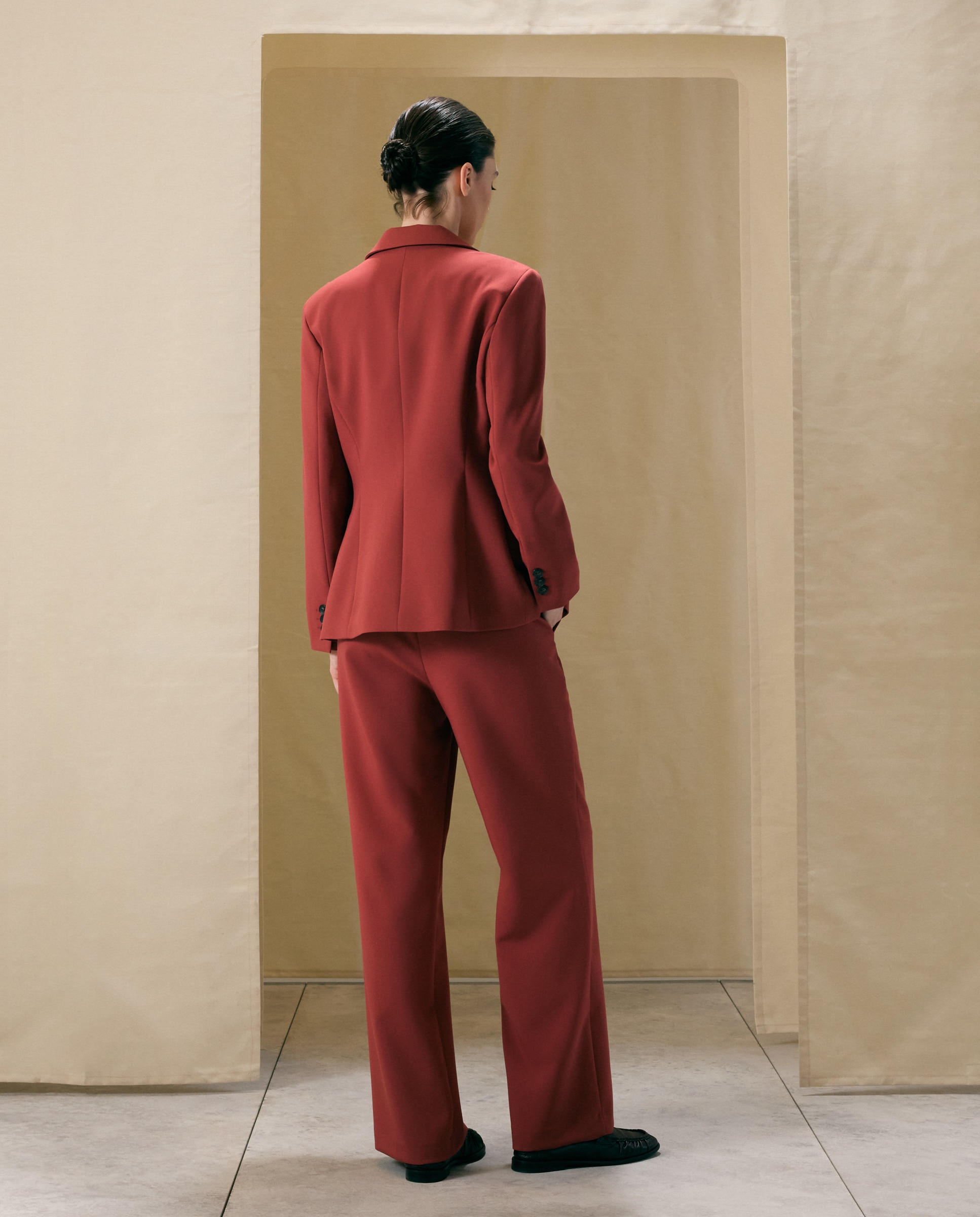 Pantalón ancho de mujer doble tela - Woman El Corte Inglés - 770 Terracota 770 Terracota-3