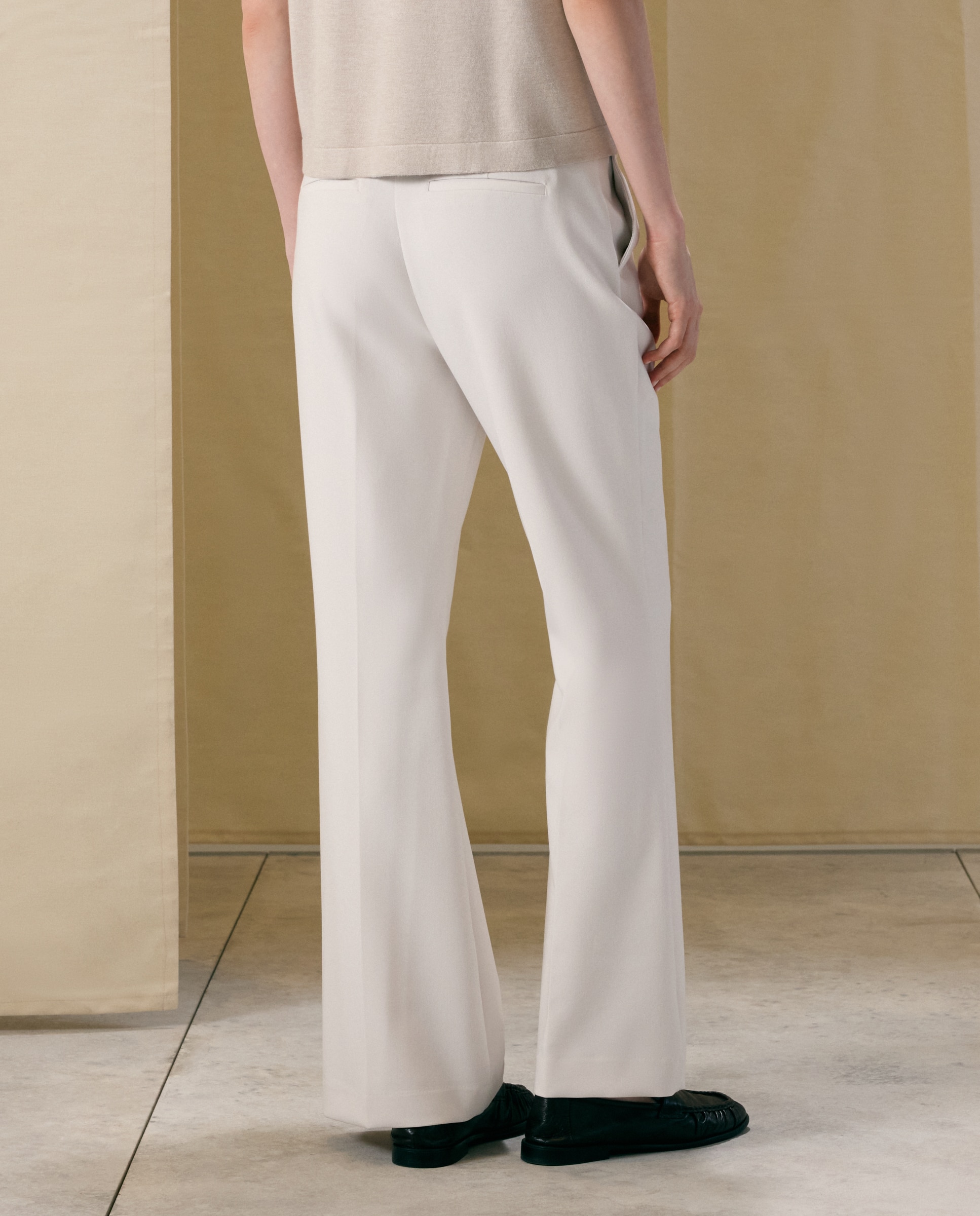 Pantalón flare de mujer doble tela - Woman El Corte Inglés - 120 Crudo 120 Crudo-3