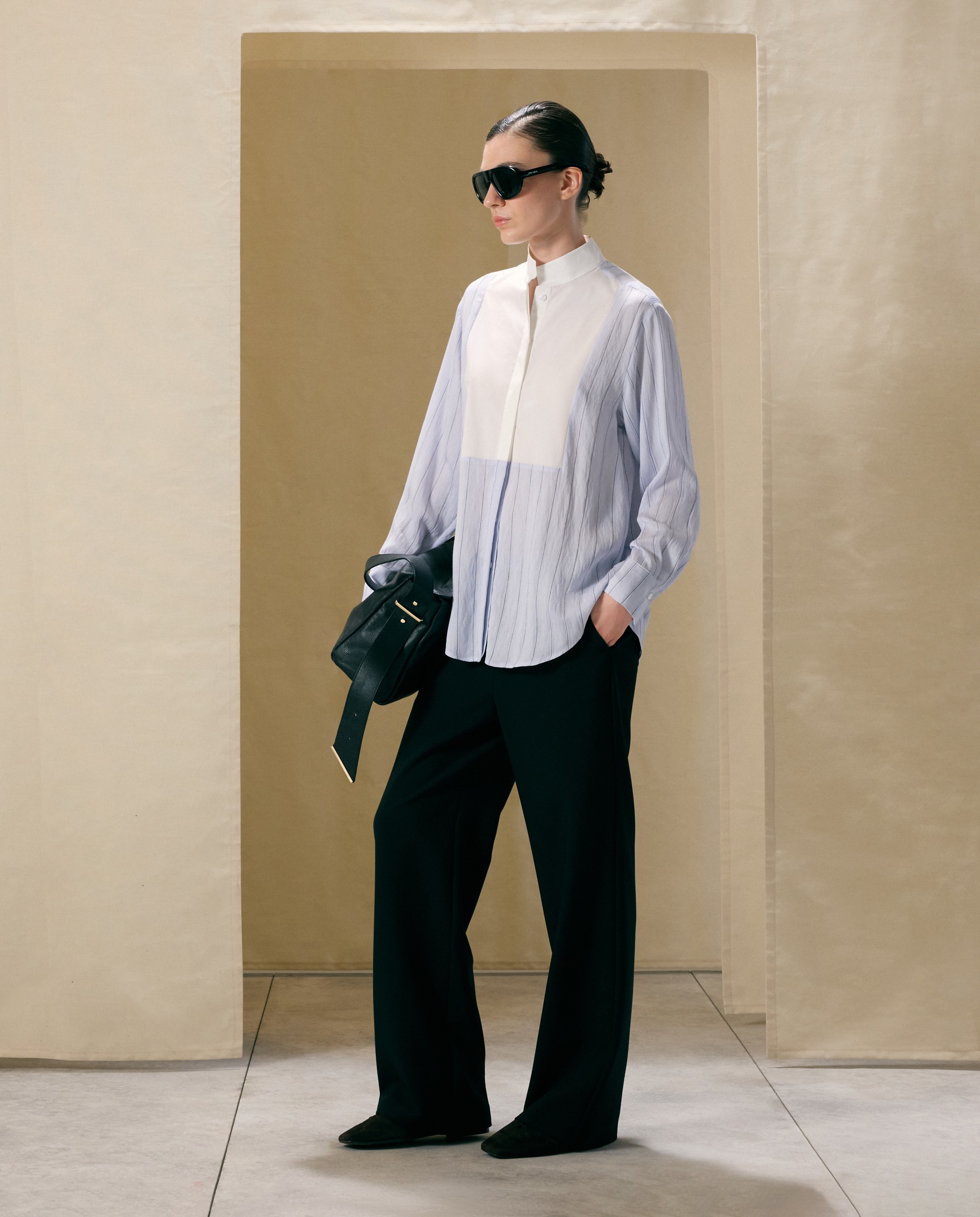 Pantalón ancho de mujer doble tela - Woman El Corte Inglés - Negro Negro-1