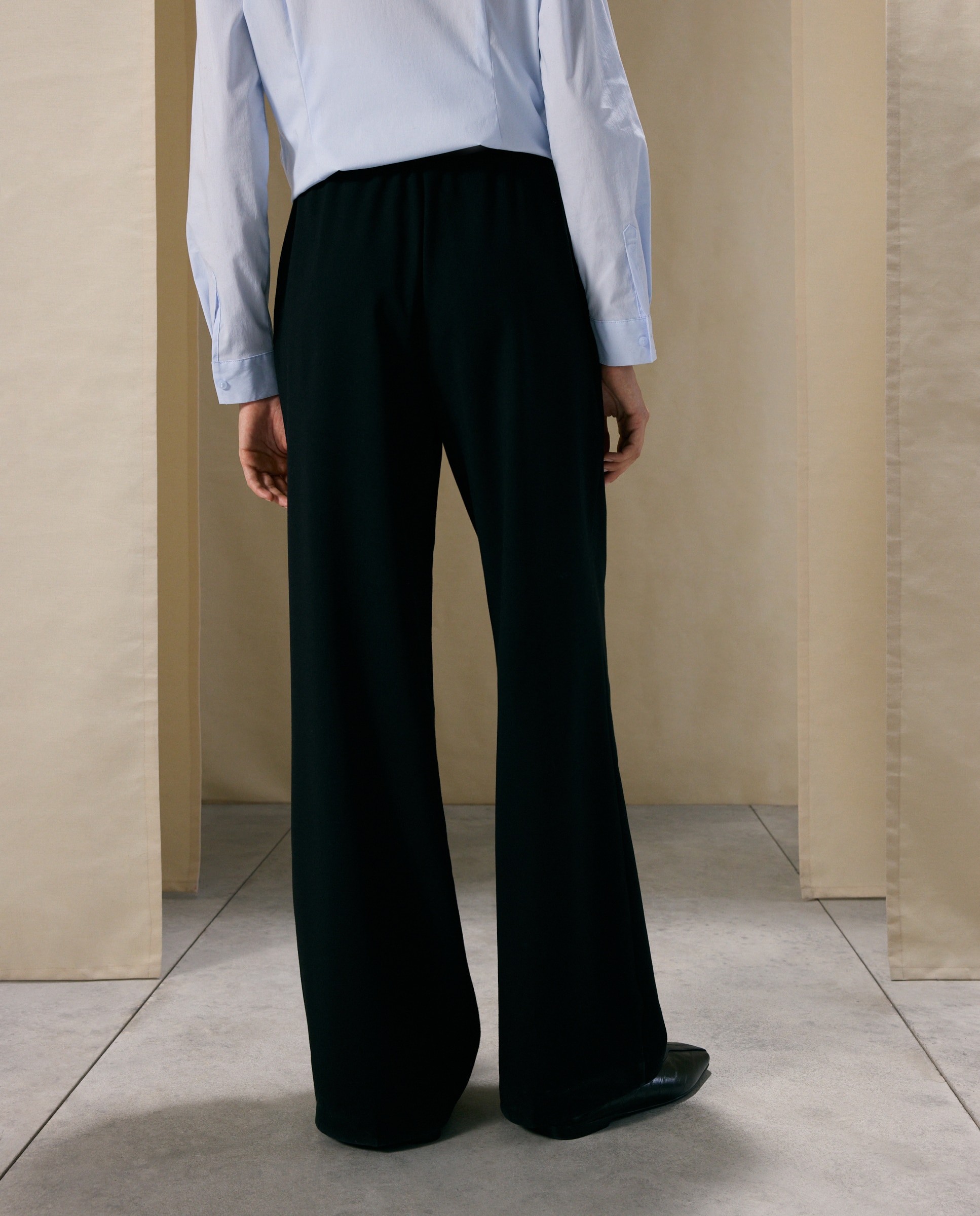 Pantalón de mujer ancho con goma - Woman El Corte Inglés - Negro Negro-3
