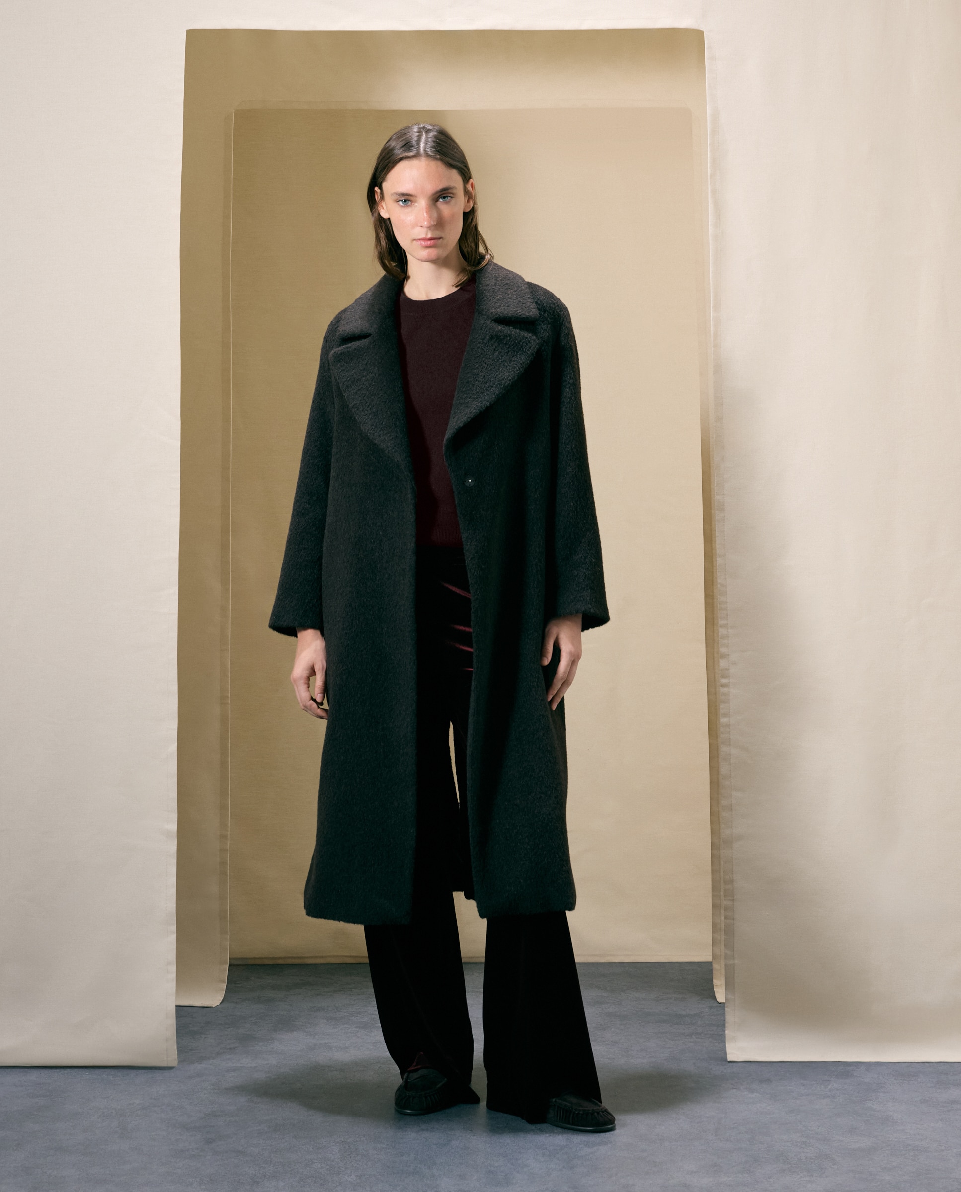 Pantalón liso ancho de mujer - Woman El Corte Inglés - 291 Berenjena 291 Berenjena-1