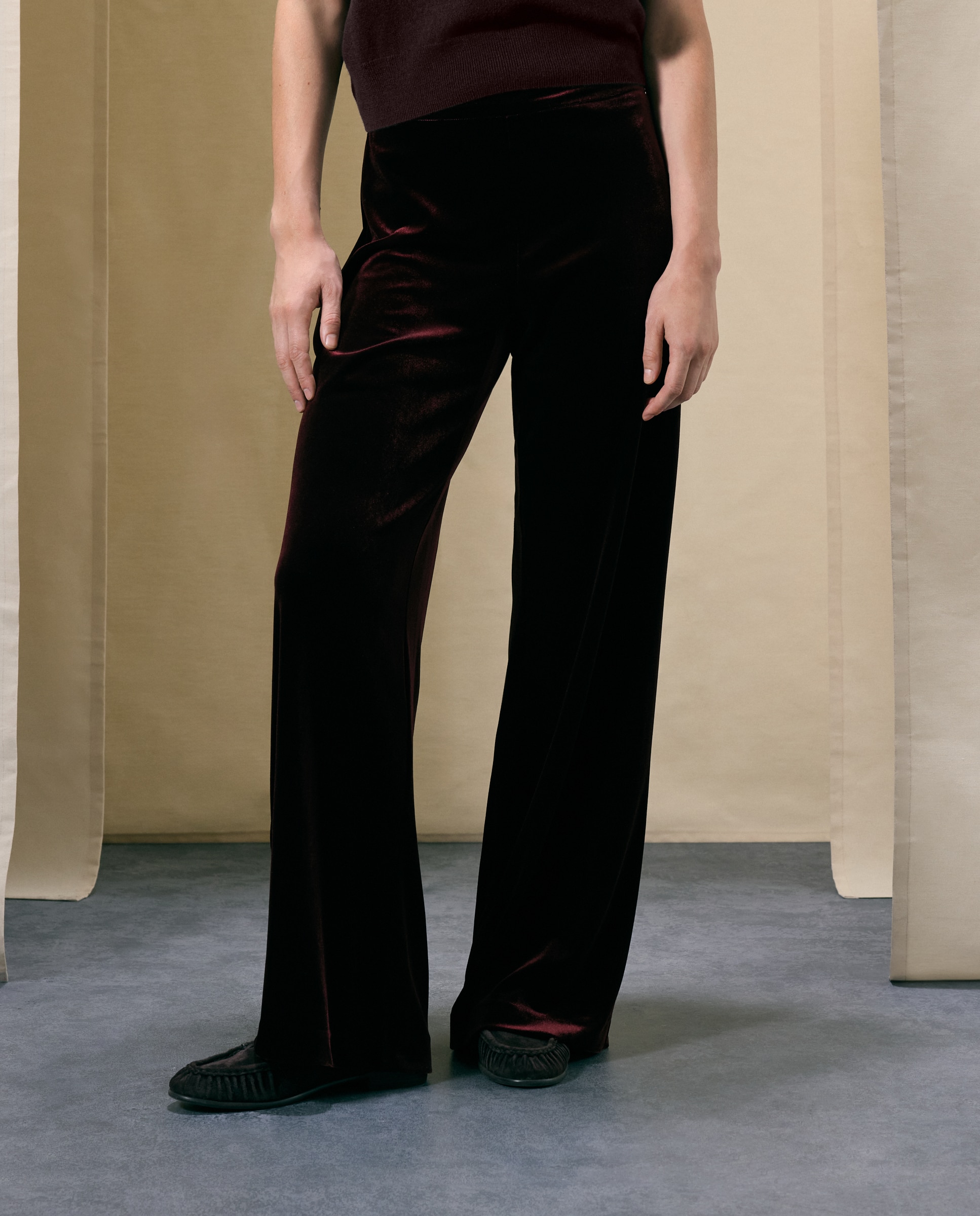 Pantalón liso ancho de mujer - Woman El Corte Inglés - 291 Berenjena 291 Berenjena-2