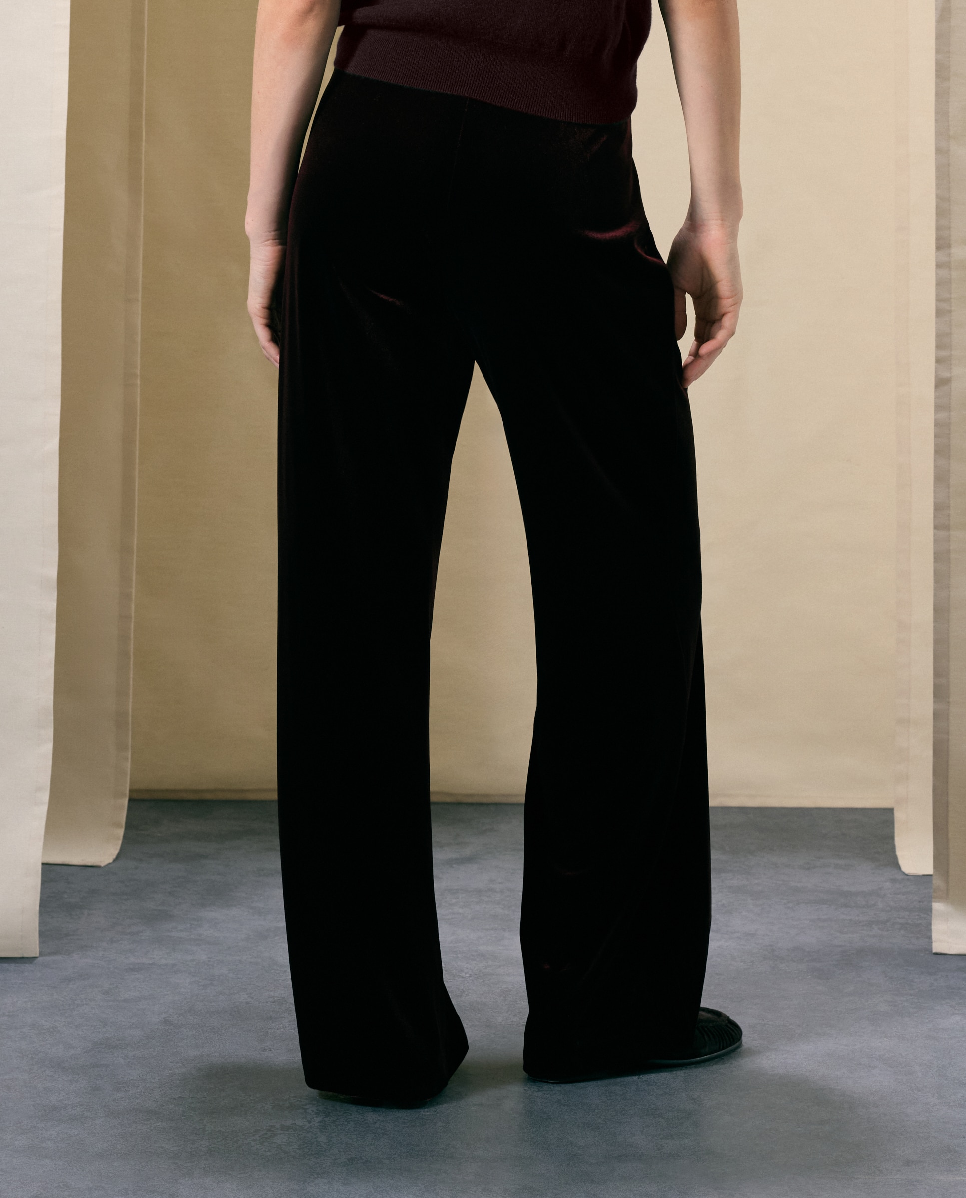 Pantalón liso ancho de mujer - Woman El Corte Inglés - 291 Berenjena 291 Berenjena-3
