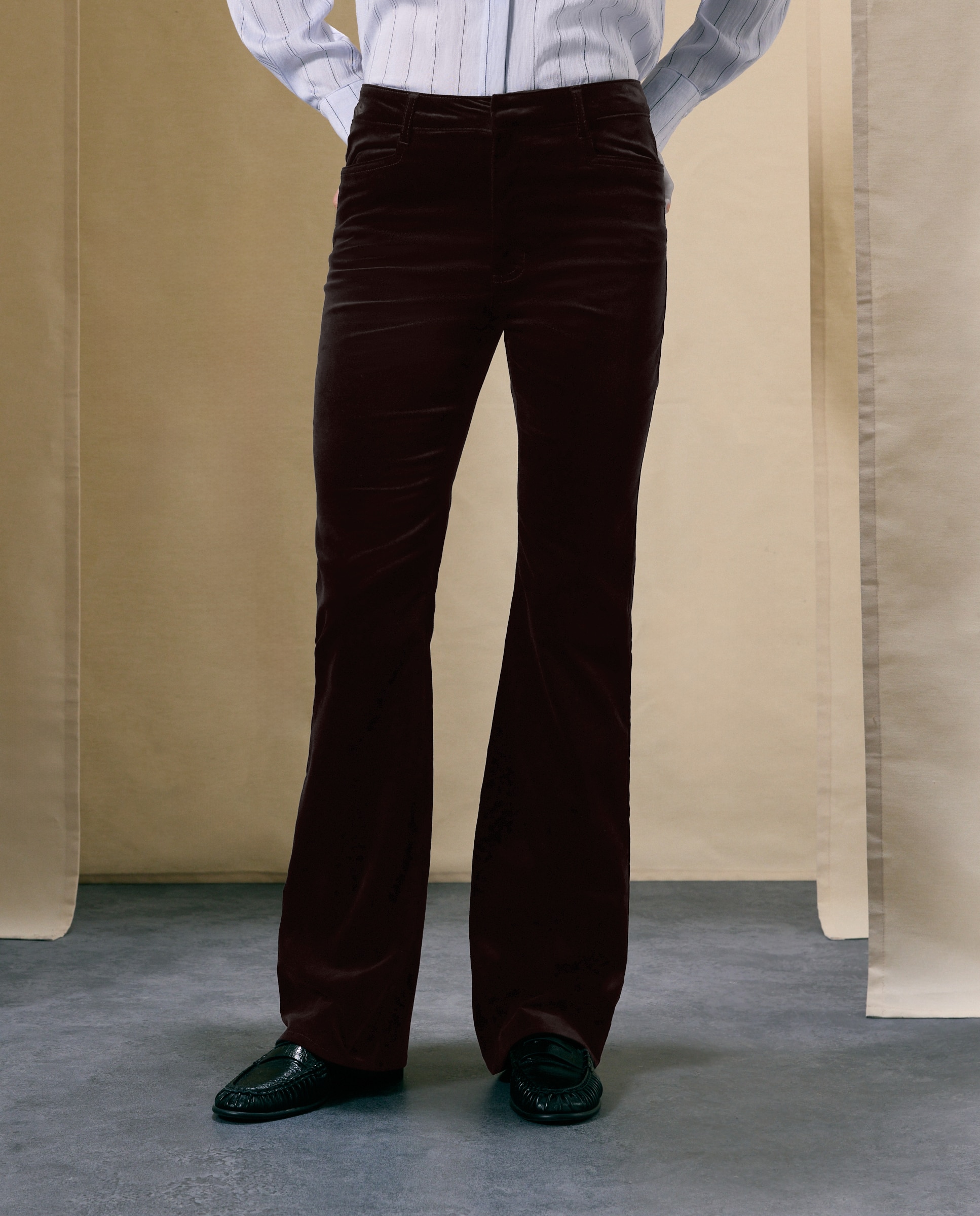 Pantalón de mujer flare terciopelo - Woman El Corte Inglés - Marrón Marrón-2