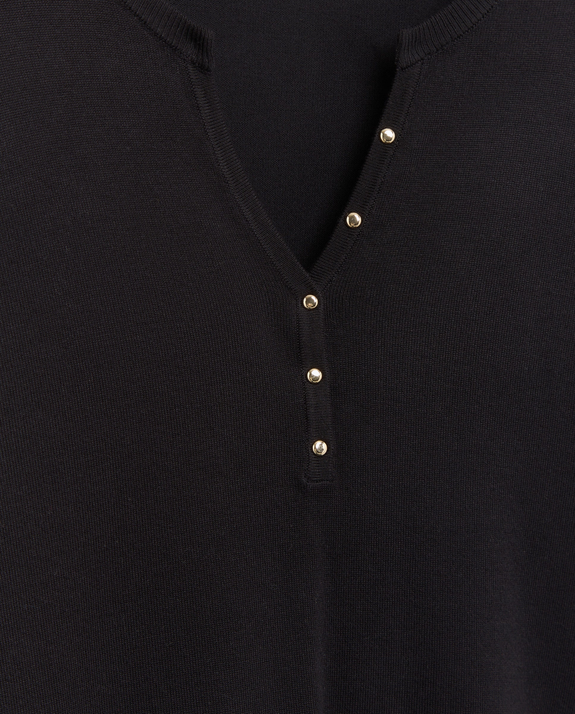 Camisola de Malha Básica Lisa de Viscose Preto-5