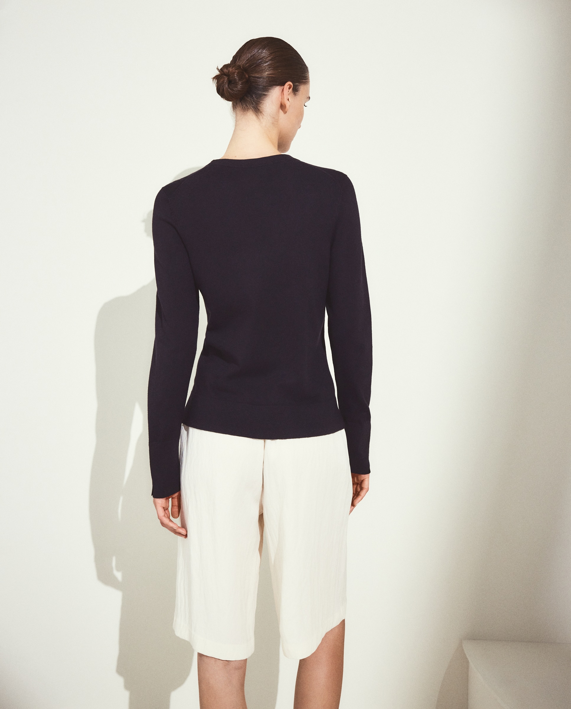 Camisola de Malha Básica Lisa de Viscose Preto-3