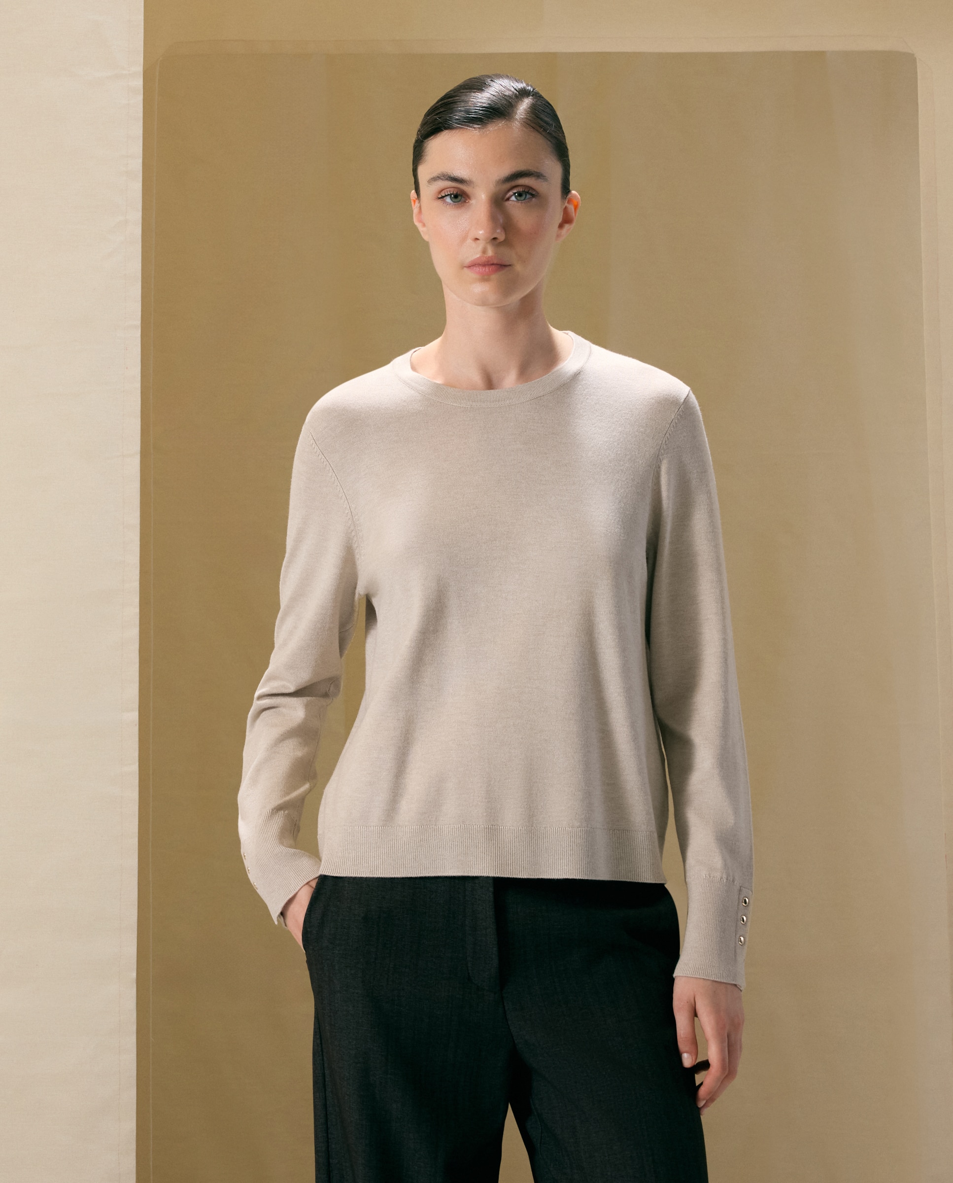 Jersey básico de mujer cuello caja - Woman El Corte Inglés - Tostado Tostado-2